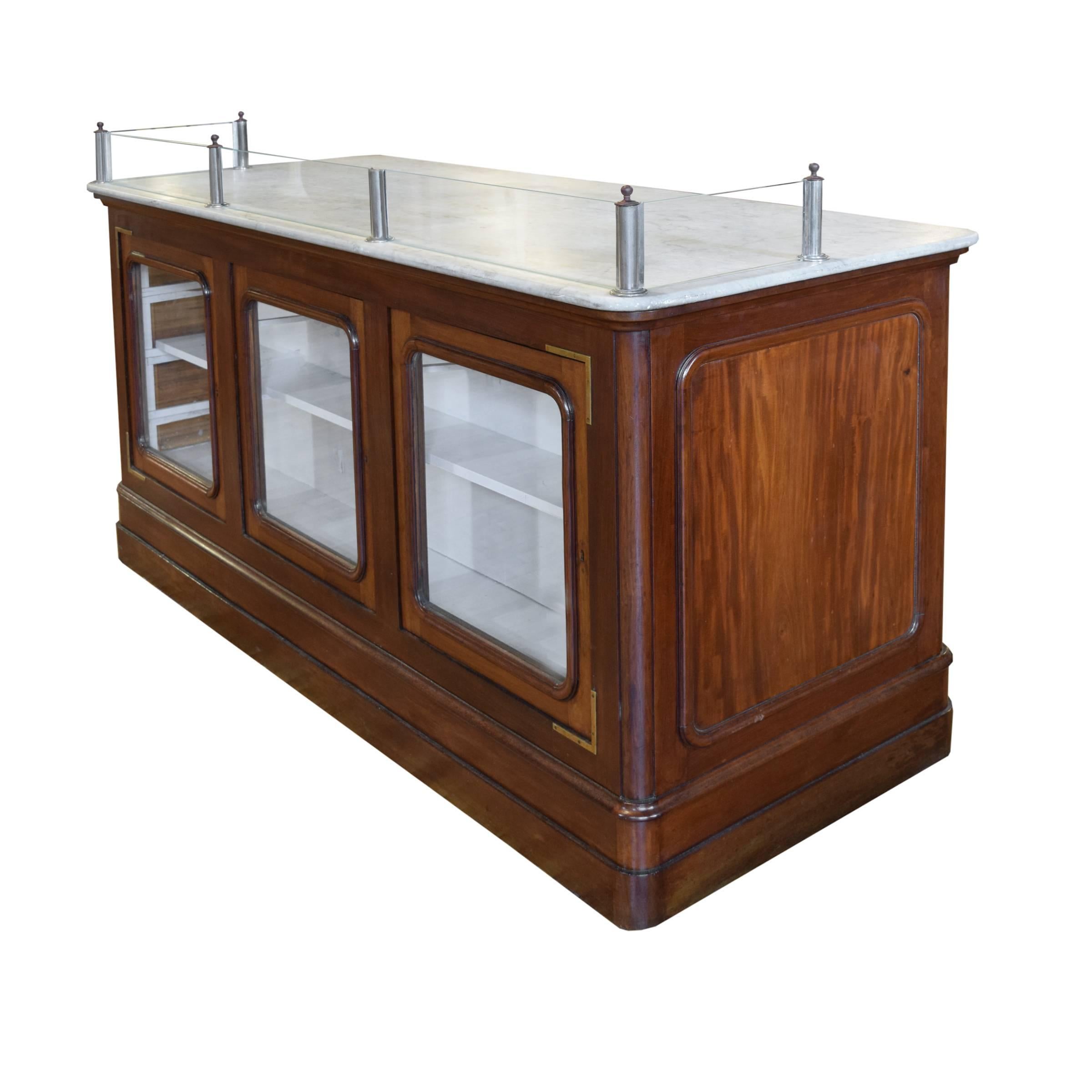 20th Century Italian Wood and Marble Shop Counter