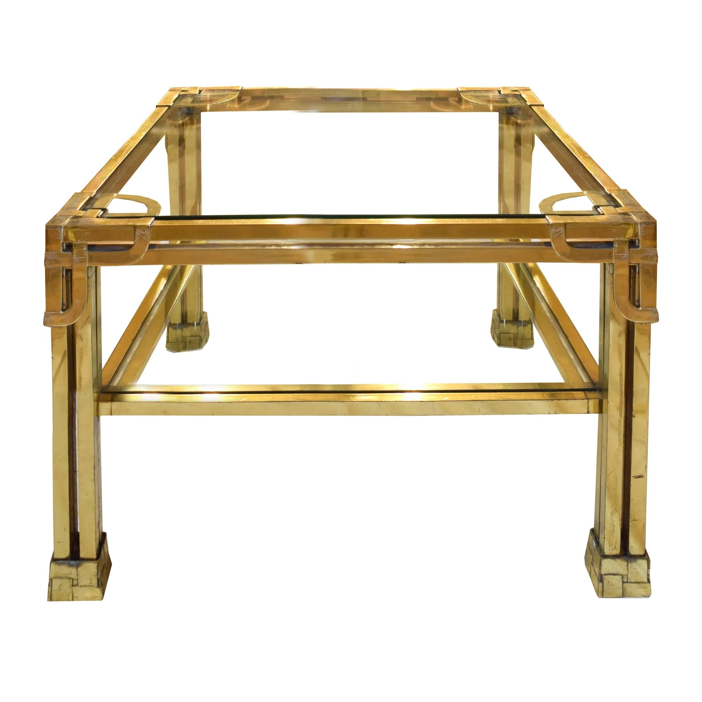 French Brass and Glass Cocktail Table