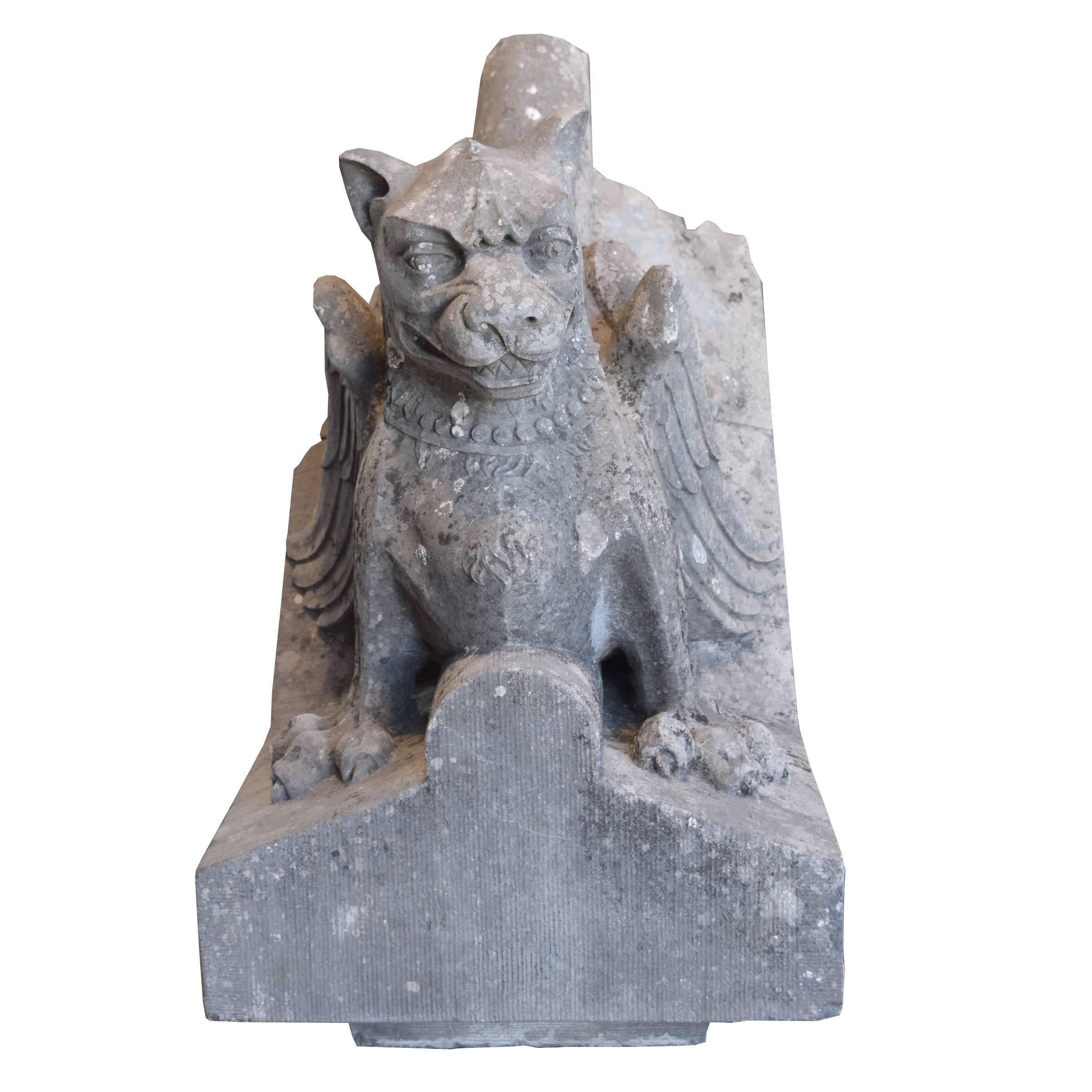 French Carved Stone Gargoyle In Excellent Condition In Chicago, IL