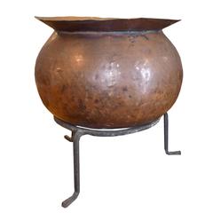 French Copper Cooking Vessel on Stand
