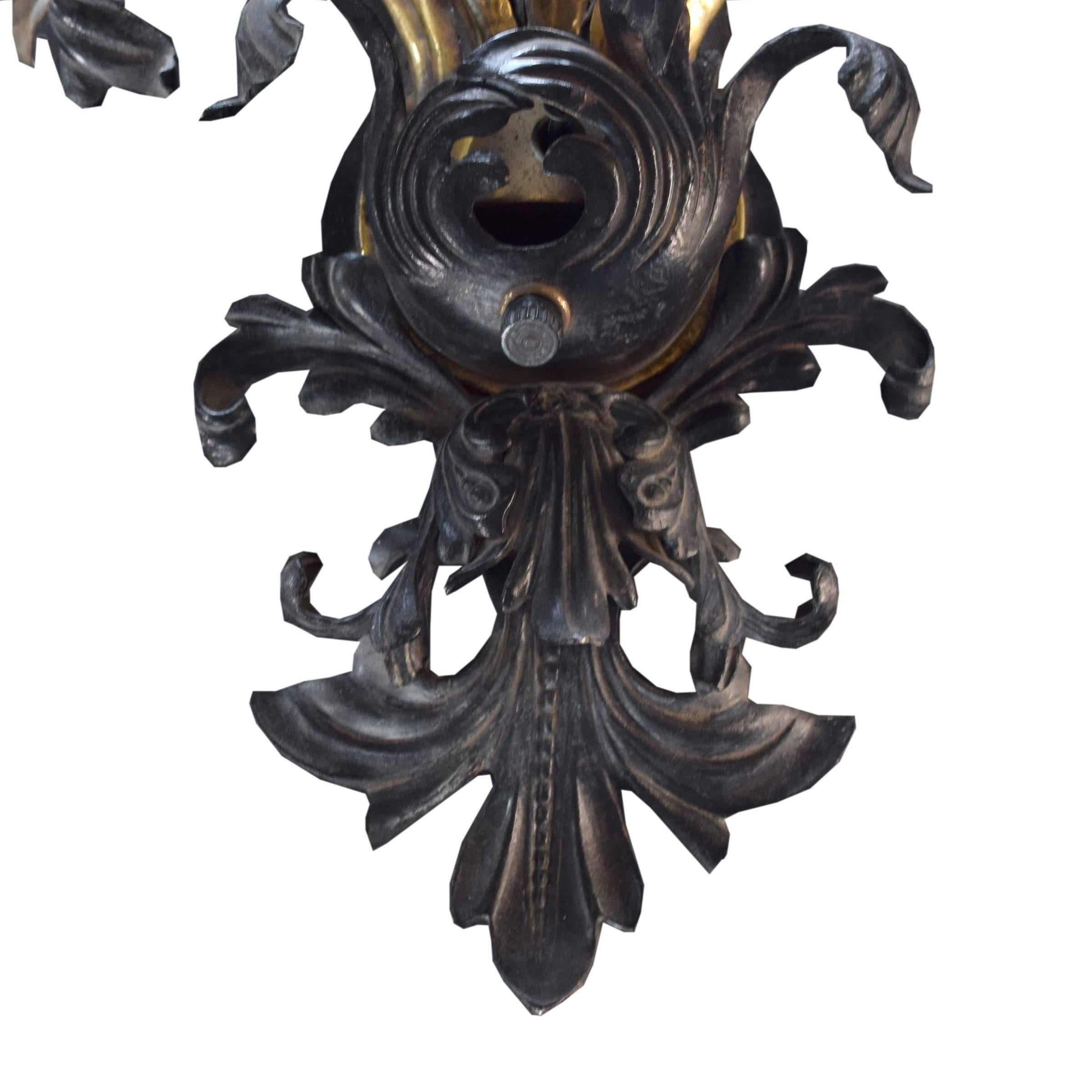 Brass American Seven-Arm Wall Sconce