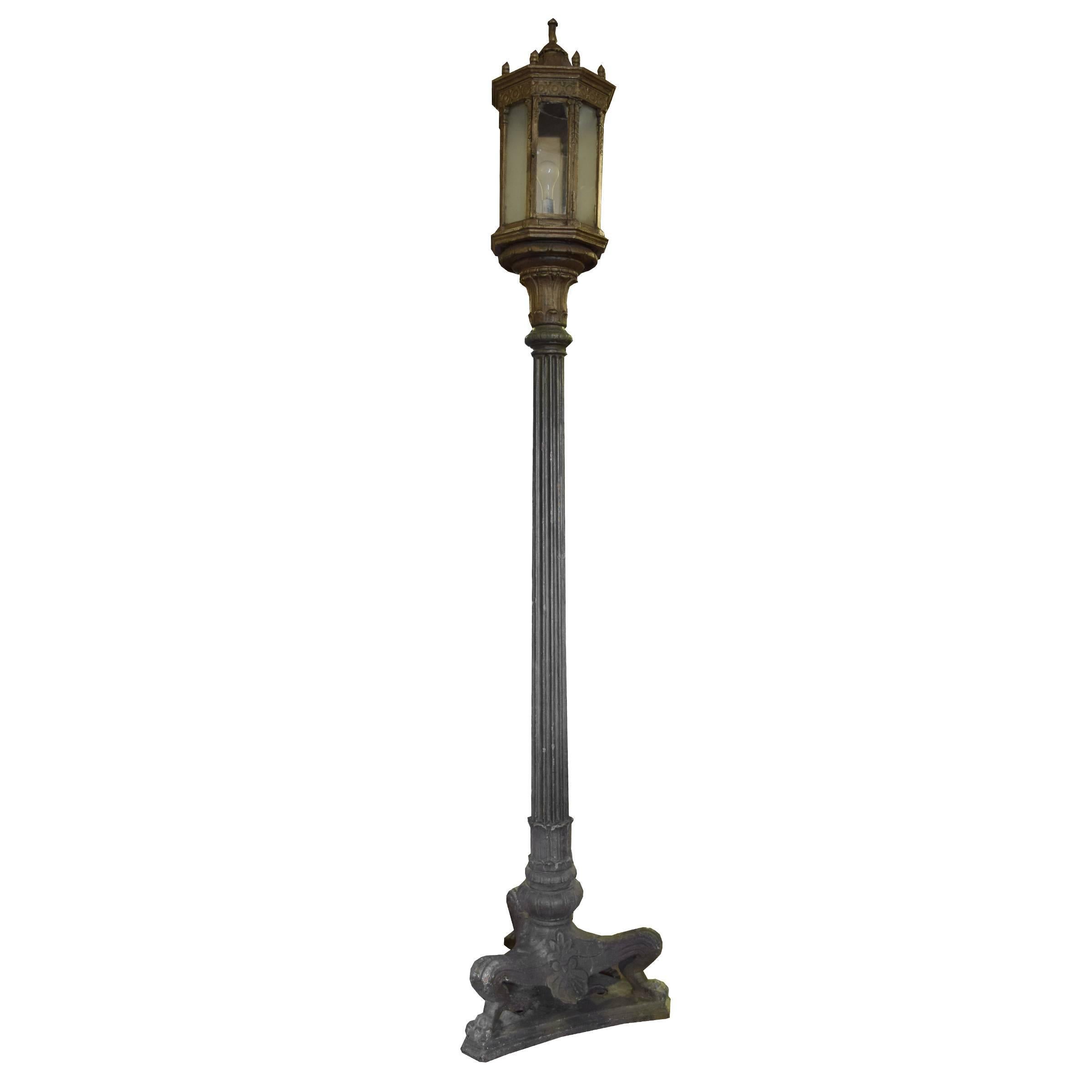 Pair of American Cast Iron Torchiere Lights In Excellent Condition In Chicago, IL