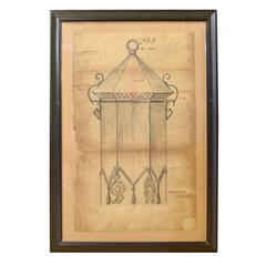 Antique Framed Original Working Drawing from the Estate of Jose Thenee