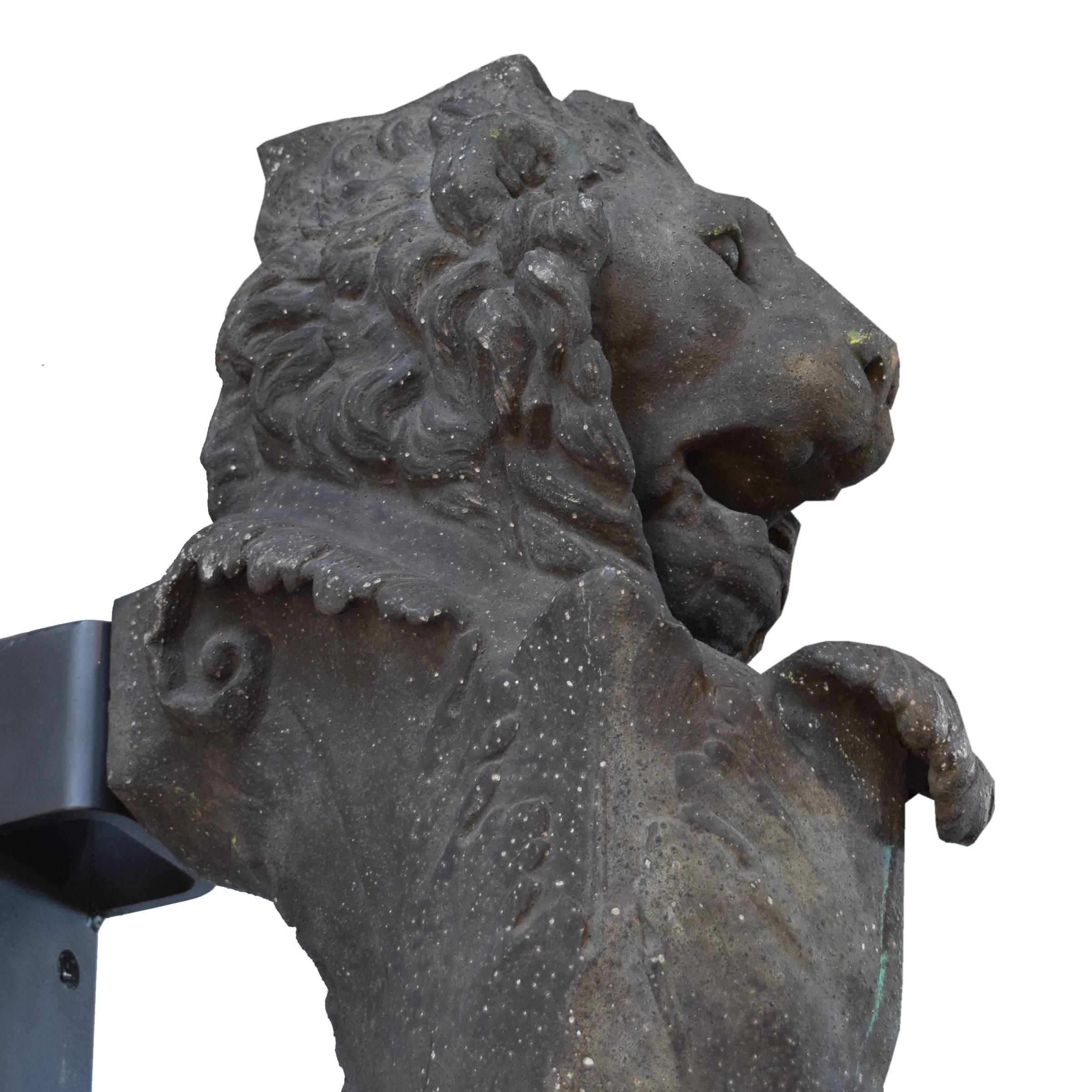 19th Century Lion Newel Post from the Wrigley Mansion, Chicago, IL