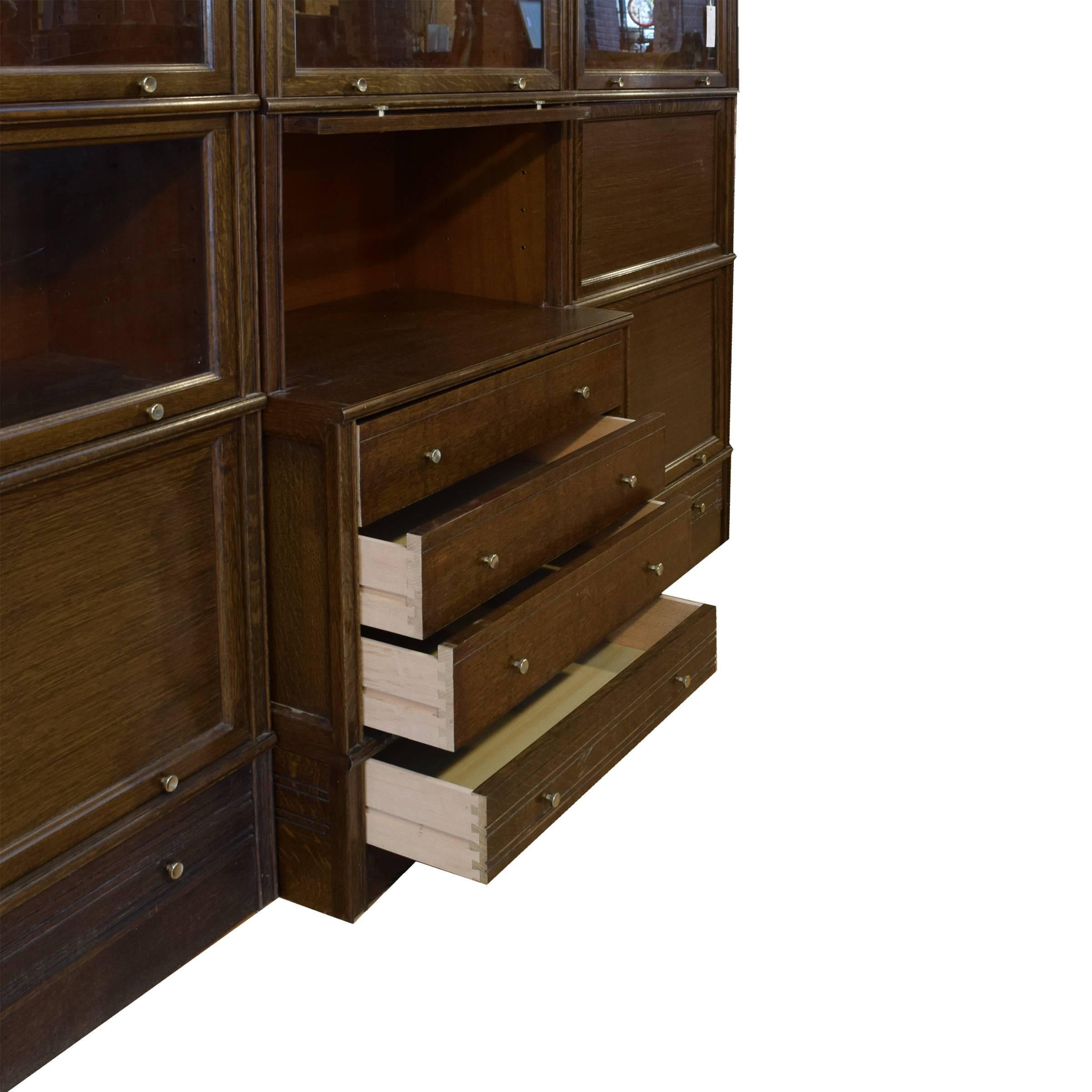 20th Century French Multi-Door Book Cabinet with Desk