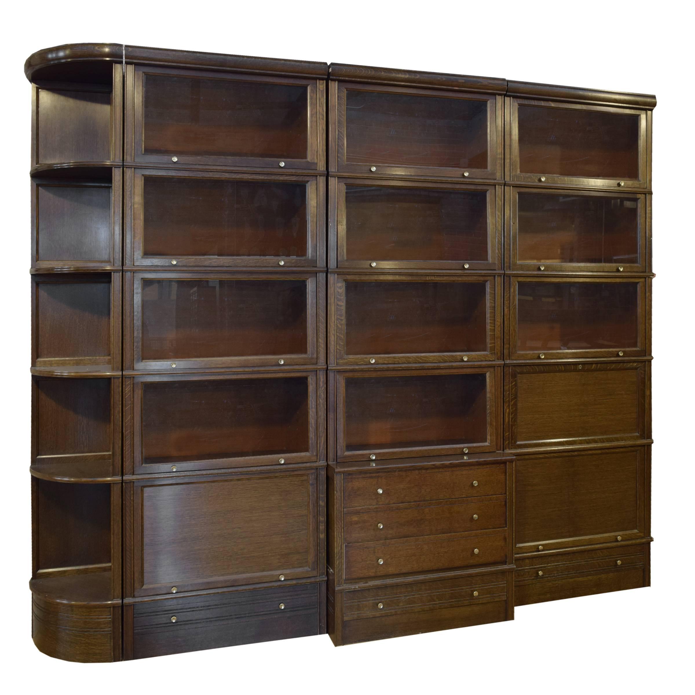 French Multi-Door Book Cabinet with Desk
