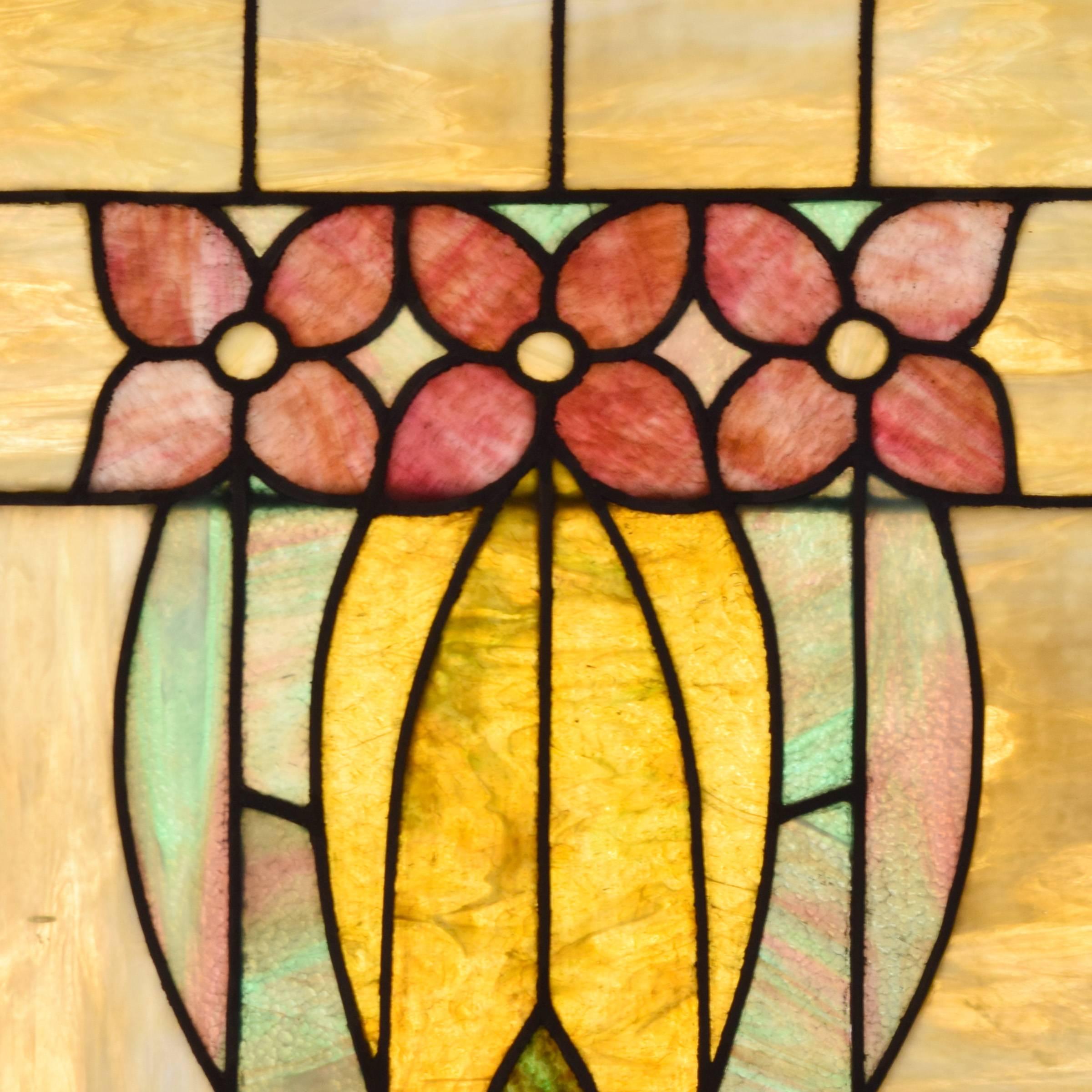 American Two-Panel Stained Glass Window In Excellent Condition In Chicago, IL