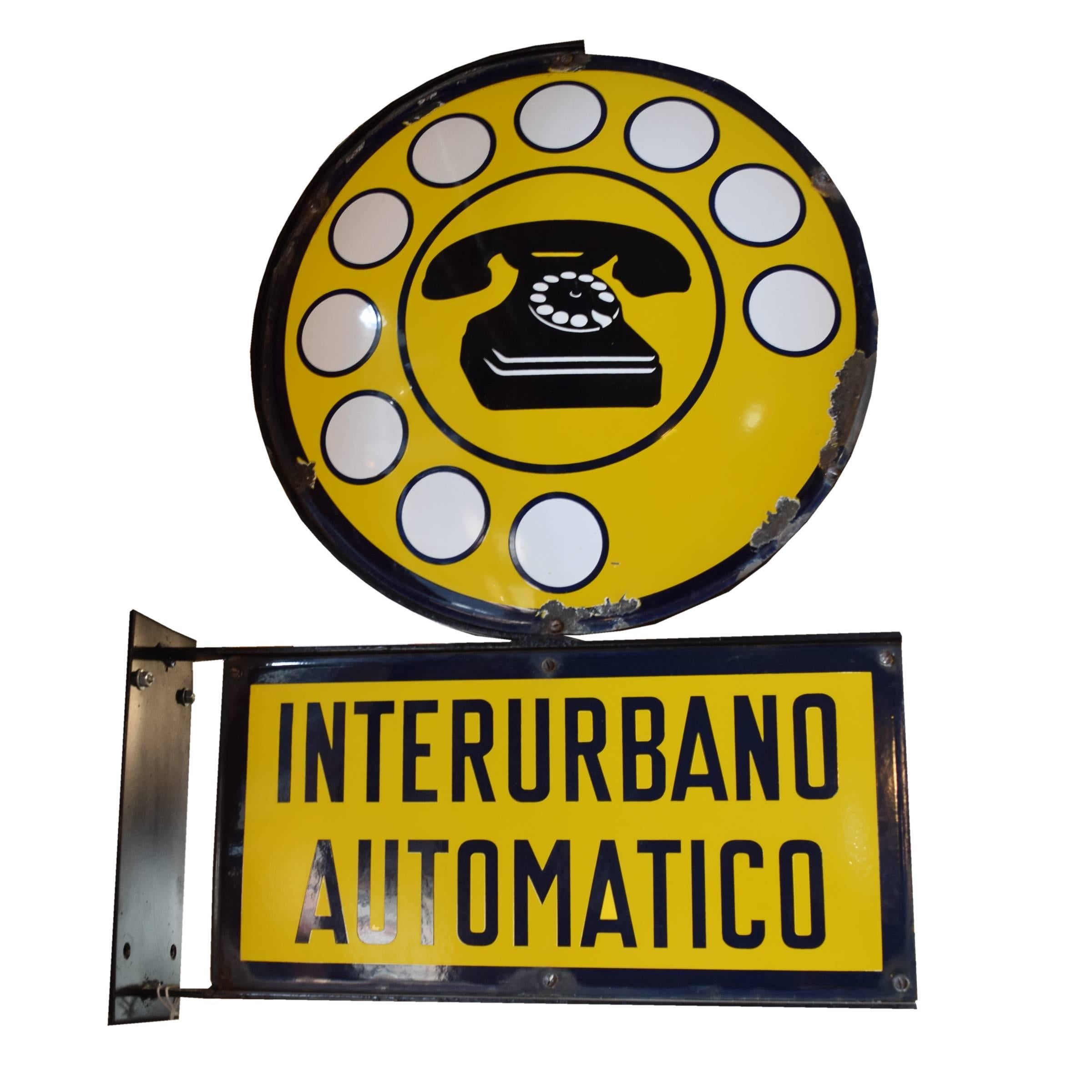20th Century Italian Public Telephone Sign