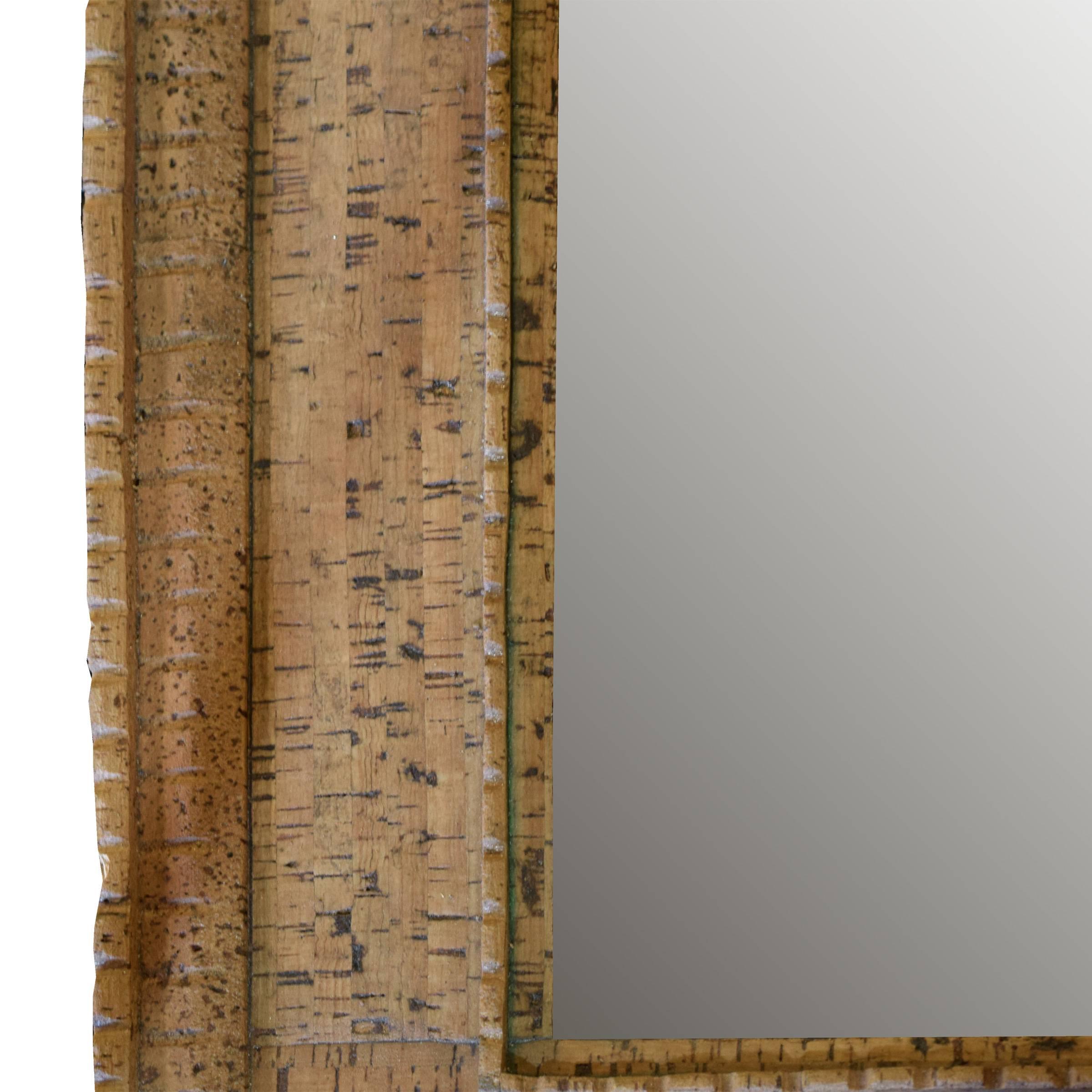 Mid-Century Modern Italian Mid-Century Cork Frame with Mirror