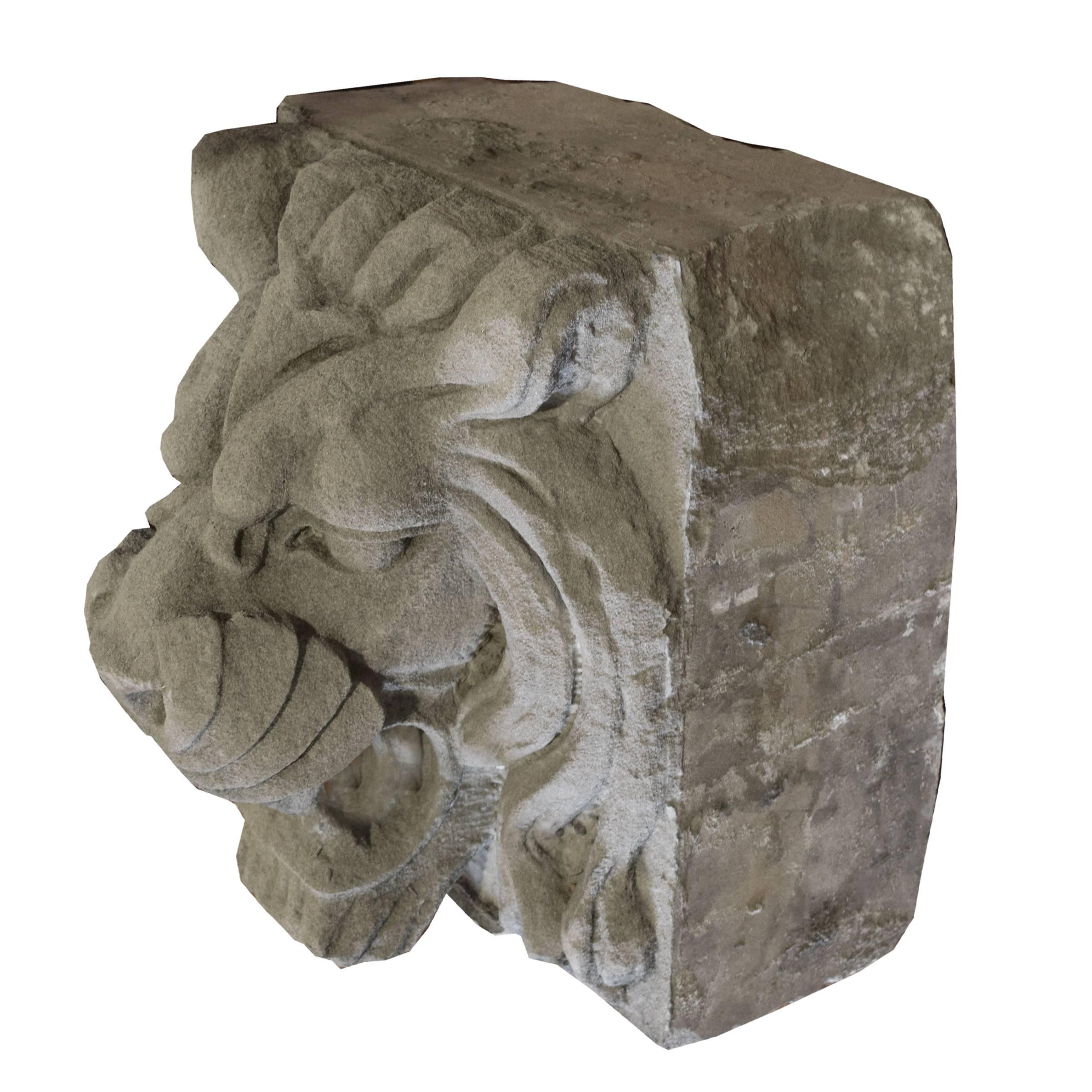 The best American carved limestone lion head facade ornament, circa 1900.
Pair available.