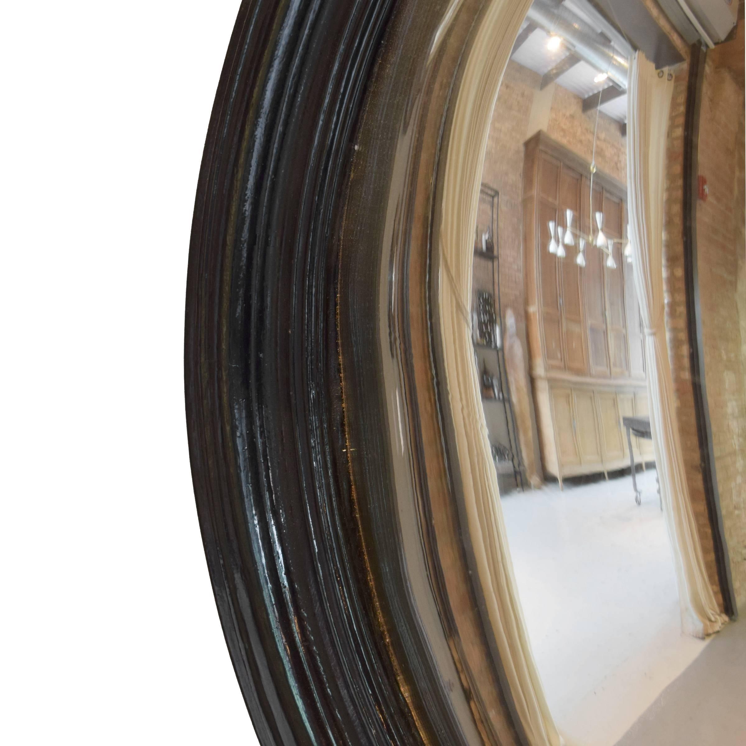 19th Century French Ebonized Convex Mirror