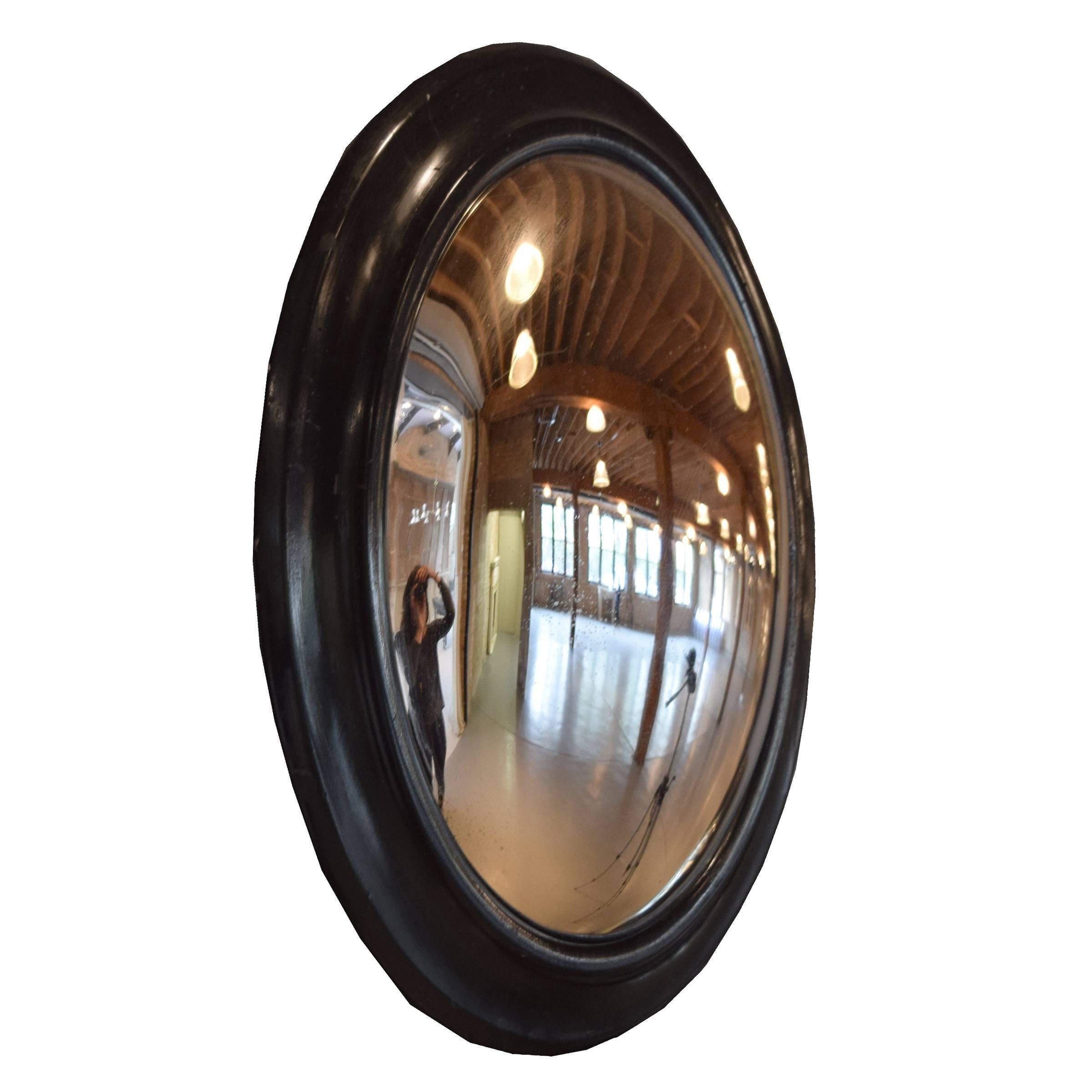 French Ebonized Convex Mirror In Excellent Condition In Chicago, IL