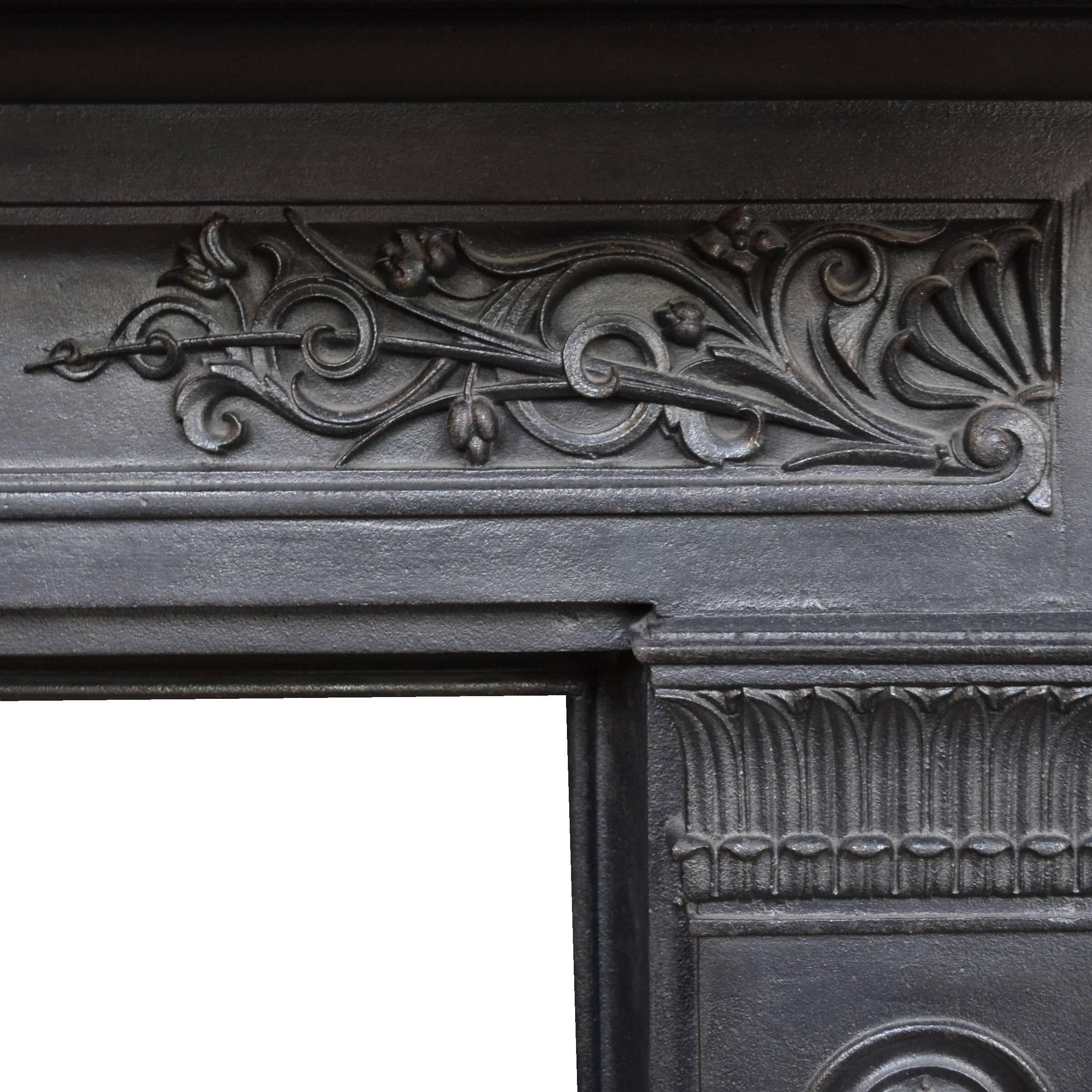 English Cast Iron Fireplace Mantel In Excellent Condition In Chicago, IL