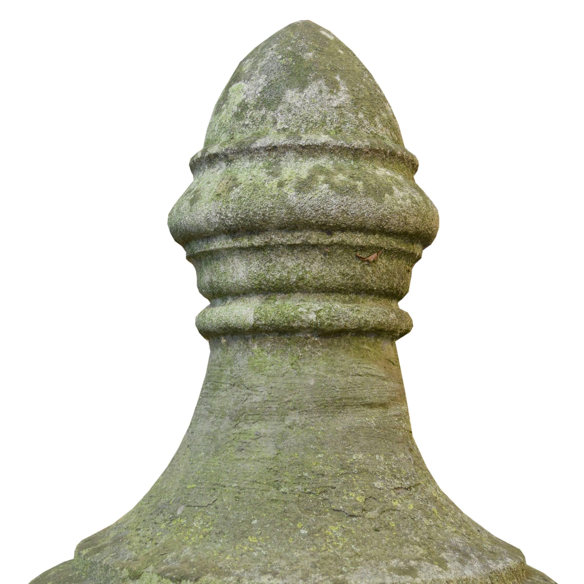 20th Century Pair of Carved Limestone Finials