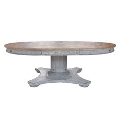 Italian Round Wood Dining Table with Leaf