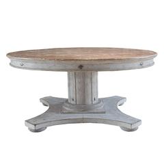 Italian Round Wood Dining Table with Leaf