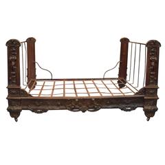 Antique French Cast Iron Fold Up Daybed