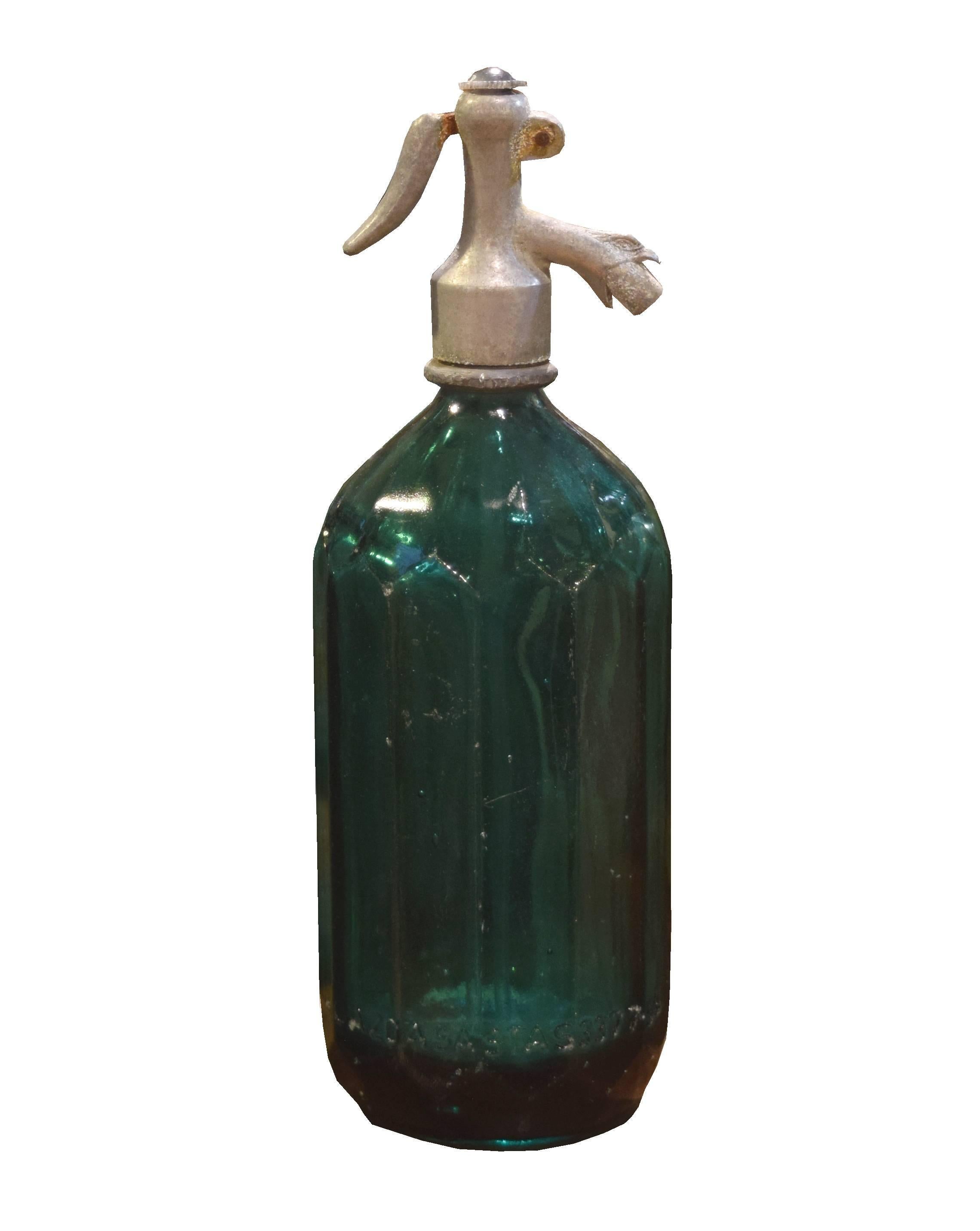 Italian Seltzer Bottle with Rooster Head Spout In Excellent Condition In Chicago, IL