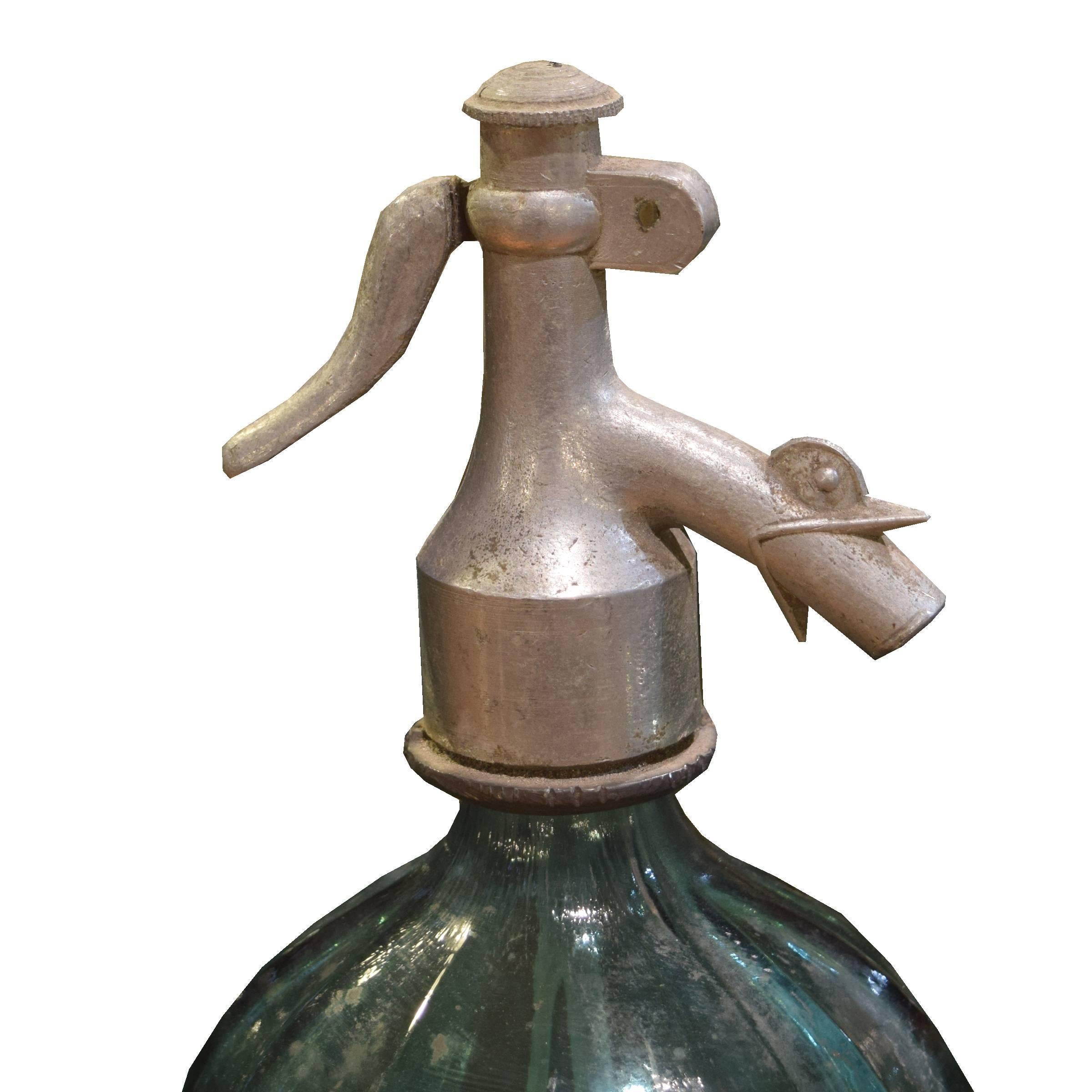 20th Century Italian Seltzer Bottle with Rooster Head Spout