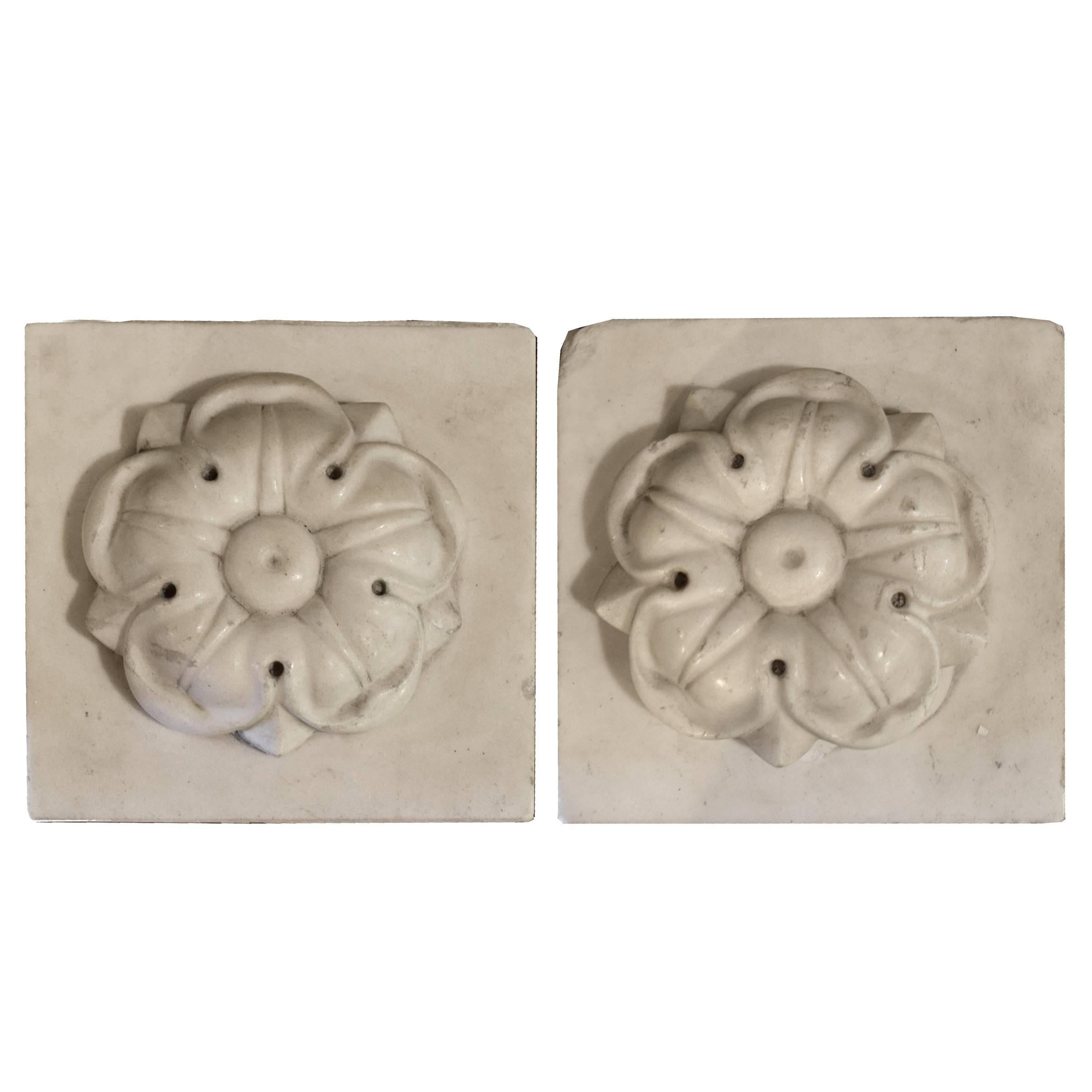 Pair of Carved Marble Plinths