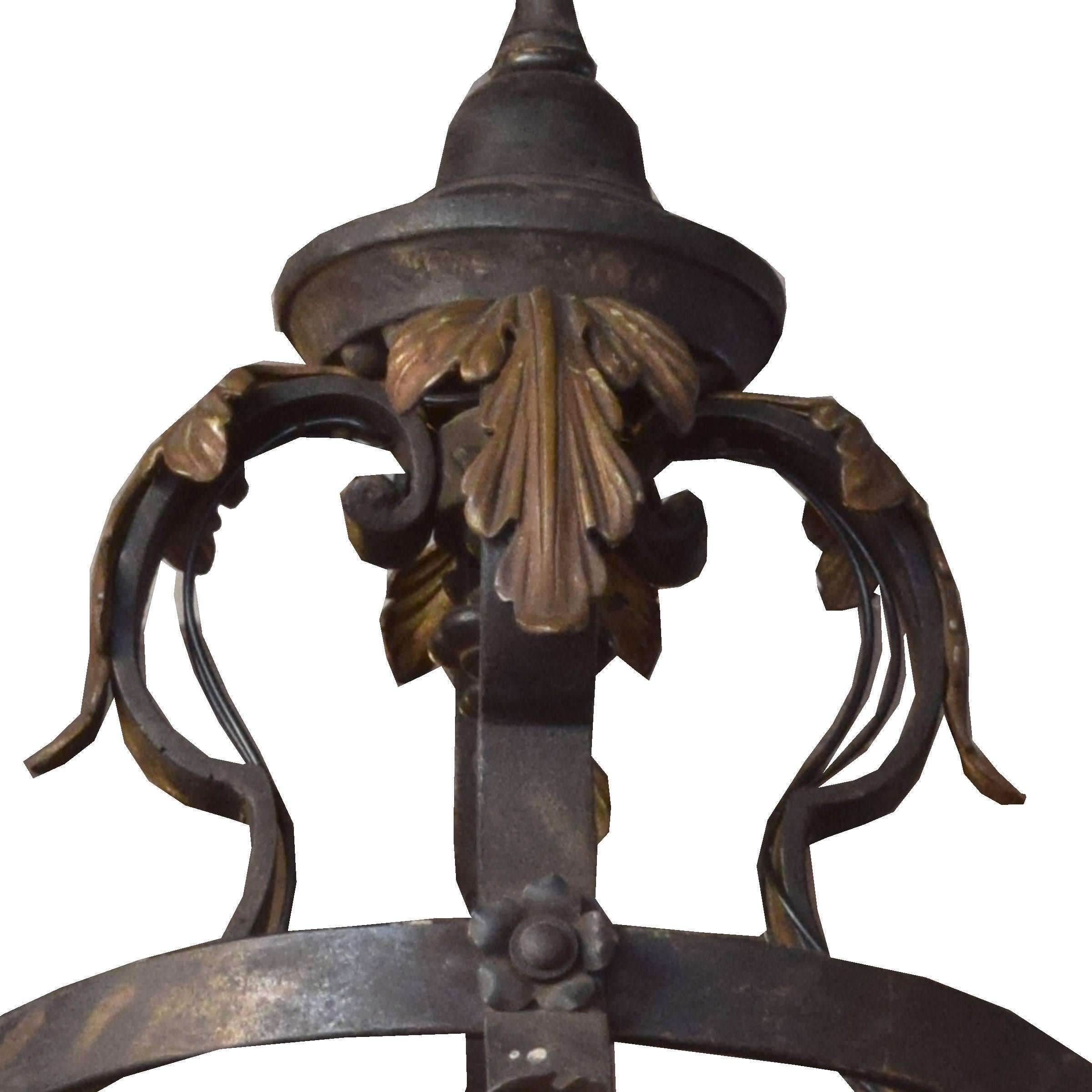 Wrought Iron Chandelier In Excellent Condition In Round Top, TX