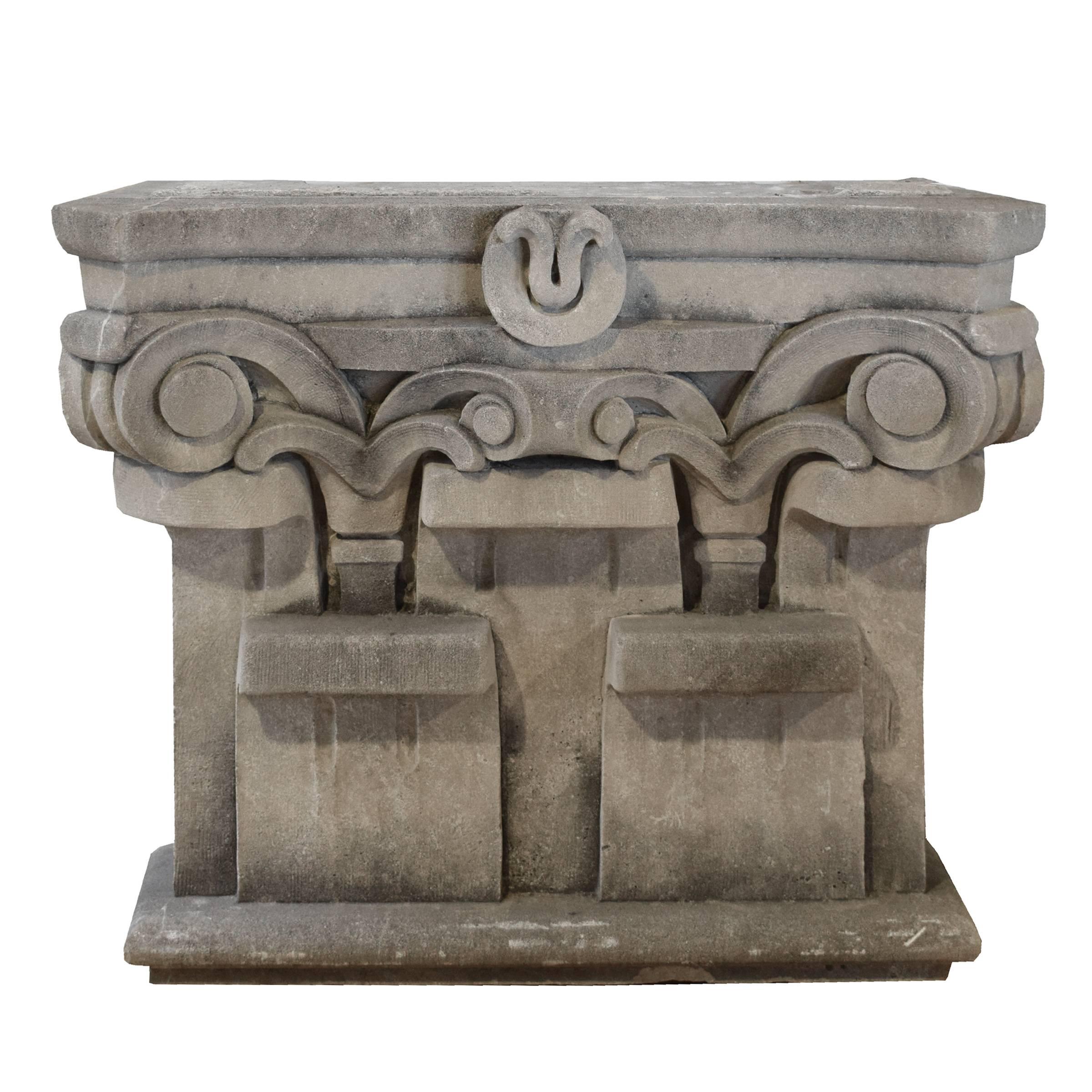 Limestone Pilaster Capital from the Chicago Mercantile Exchange Building