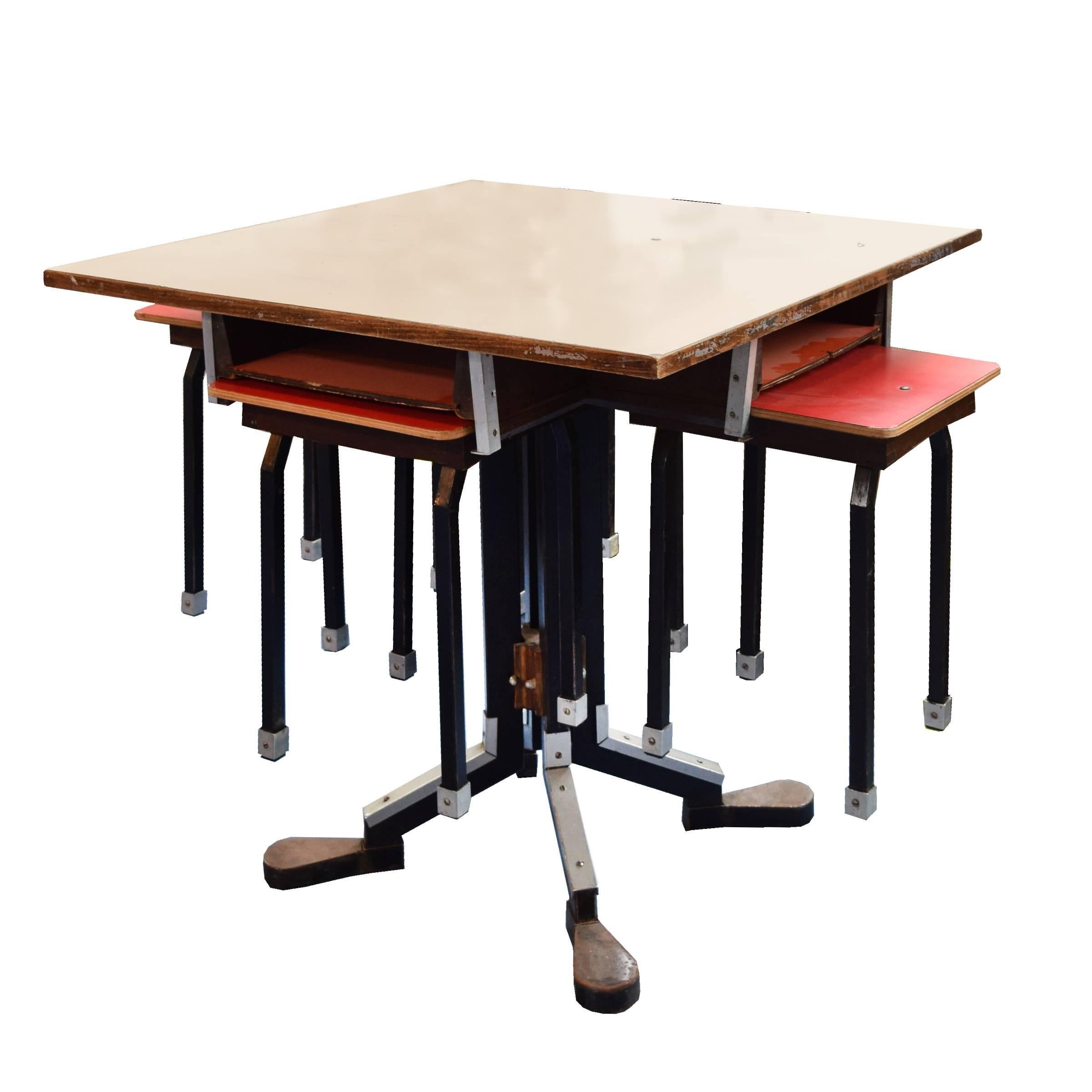 German Cafe Table and Stools In Good Condition For Sale In Chicago, IL