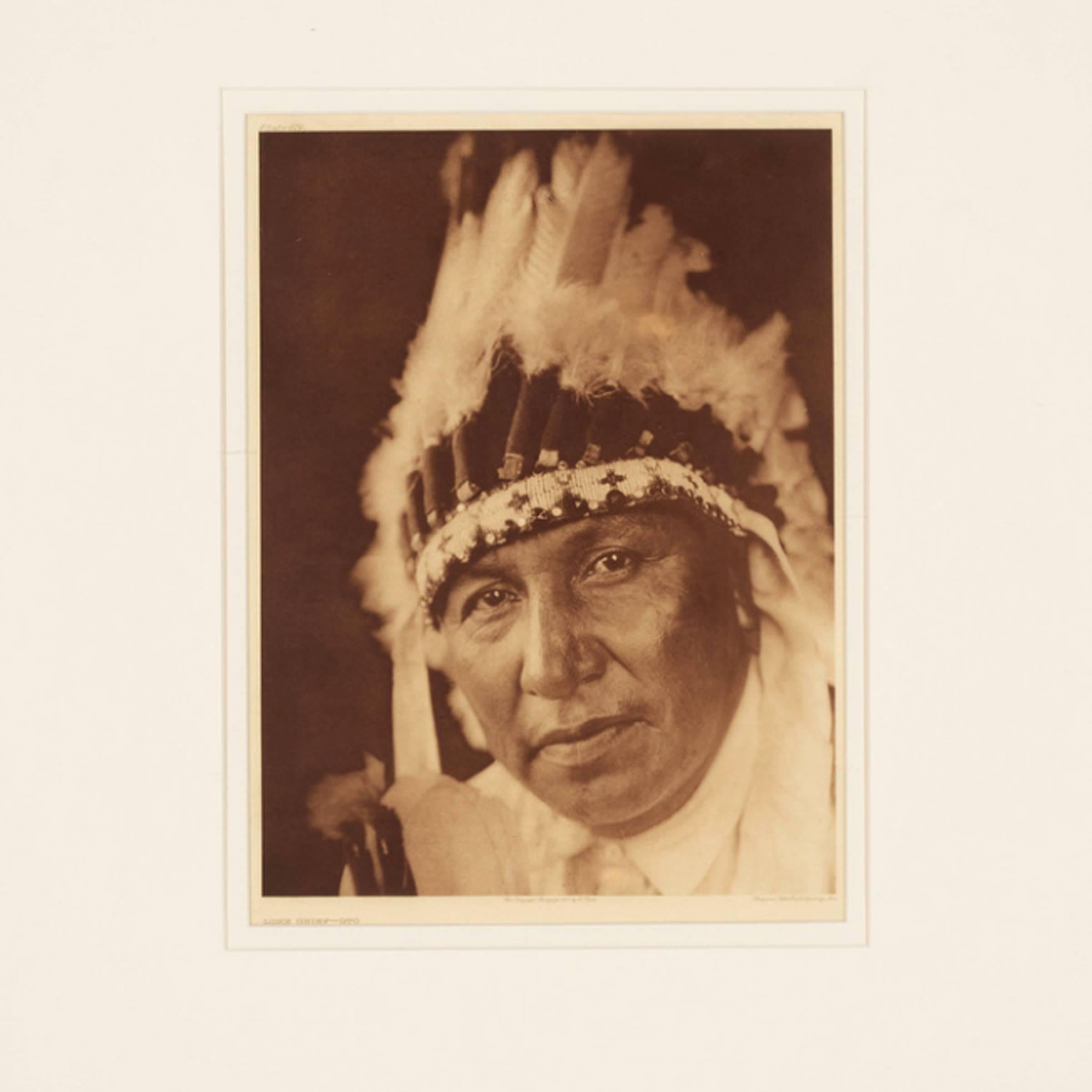 Framed photograph of Lone Chief Oto by Edward S. Curtis, 1868-1952. This photograph is plate number 676 from volume 19 of Curtis' series The North American Indian, 1927.
