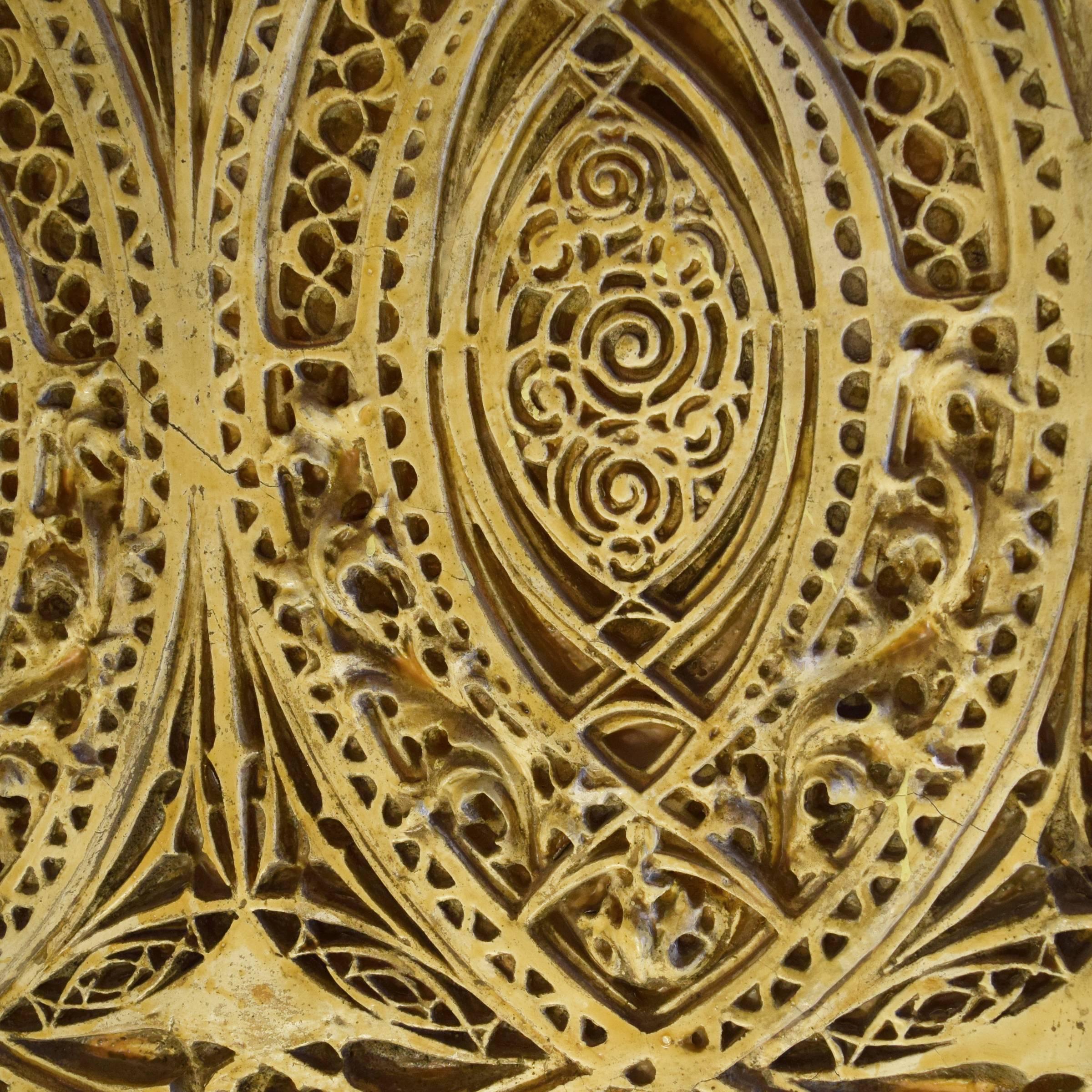 Very rare Louis Sullivan designed plaster frieze fragment from the Garrick Theater in Chicago, Illinois, 1891. The Garrick Theater, originally named the Schiller Theater, was designed by famed architects Adler and Sullivan. When first built, it was