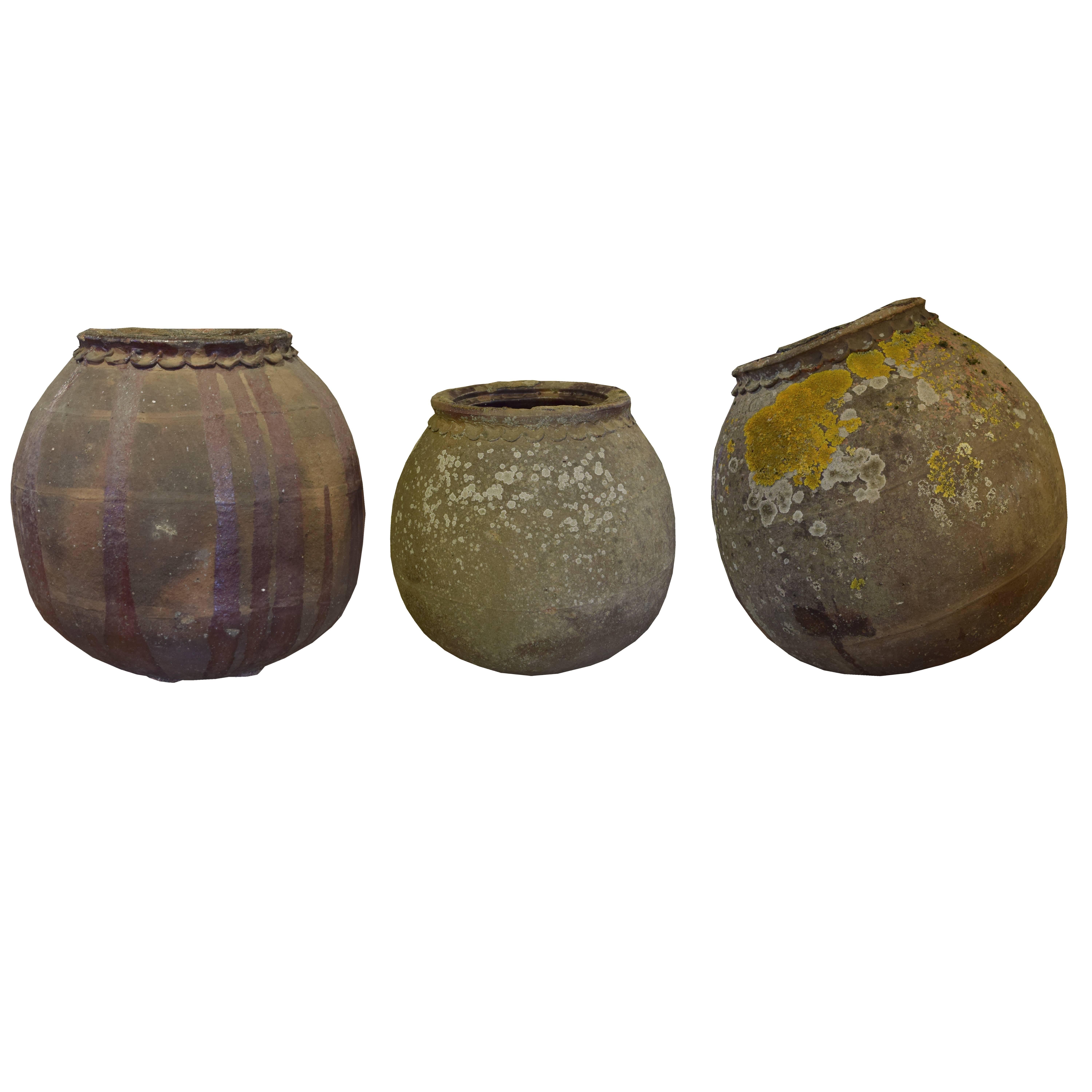 Set of Three French Terra Cotta Pots