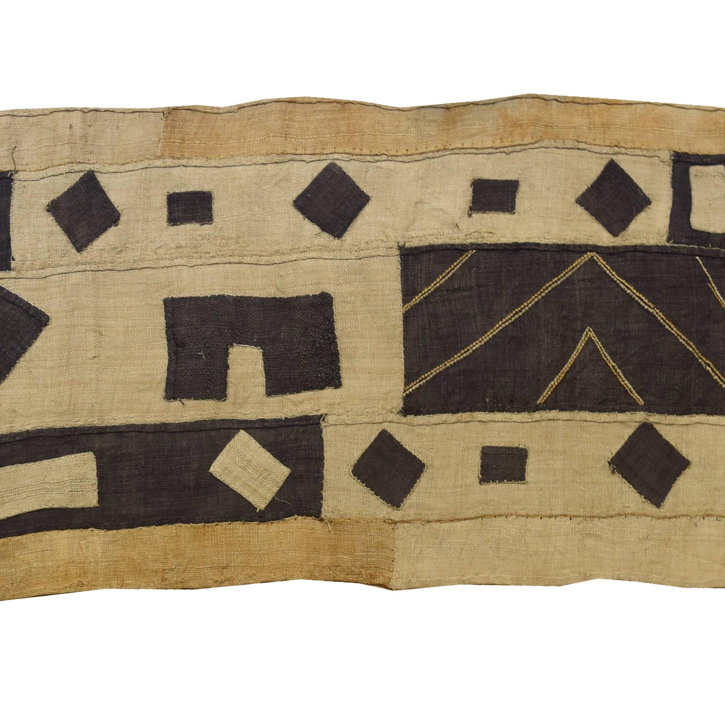 A beautiful handwoven raffia Kuba cloth from the Democratic Republic of the Congo with a great geometric pattern. Kuba cloths are worn by men during certain dance ceremonies.