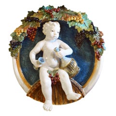 Antique Italian Della Robbia Ceramic Panel