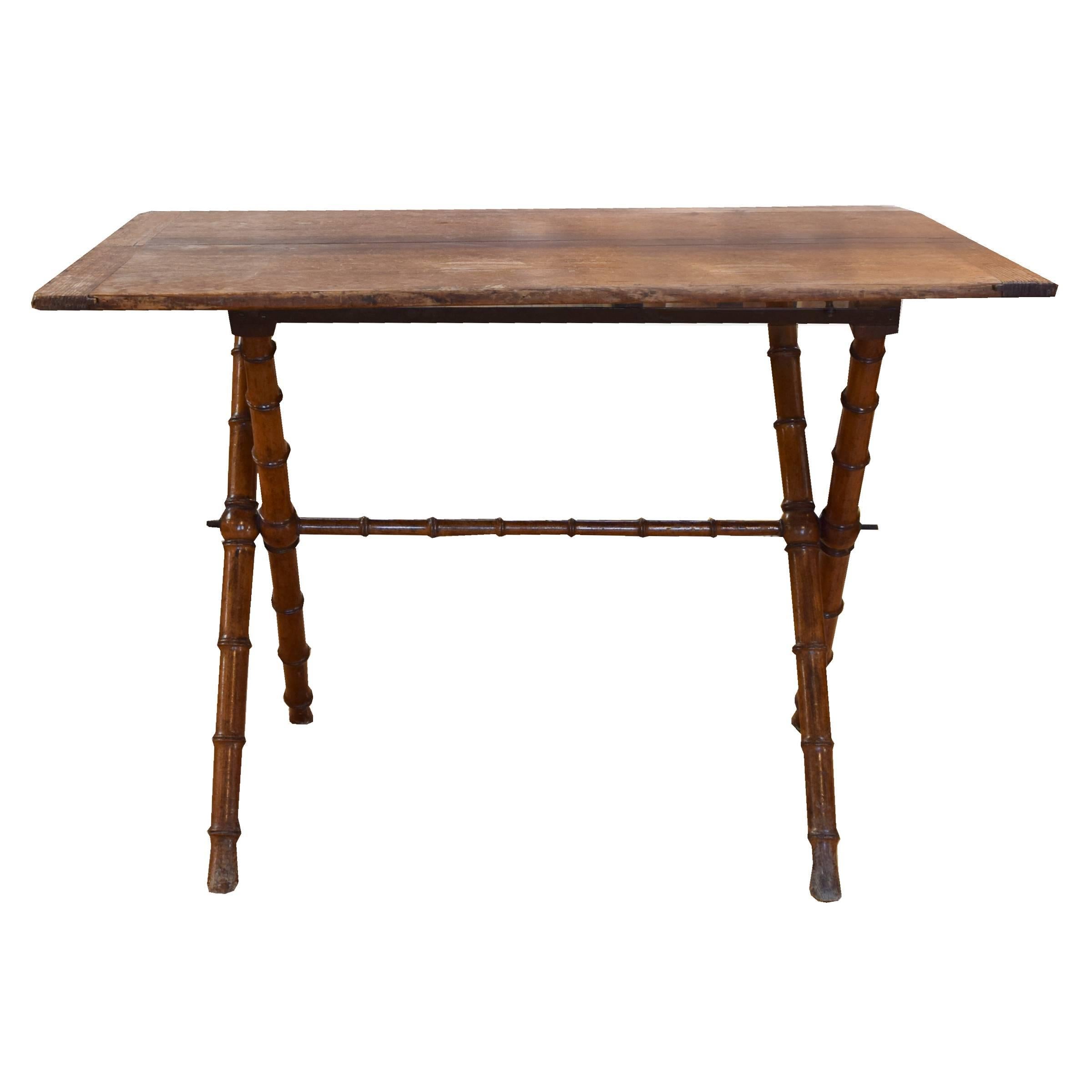 French Folding Table with Faux Bamboo Legs