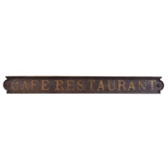 Antique French Iron 'Cafe Restaurant' Sign
