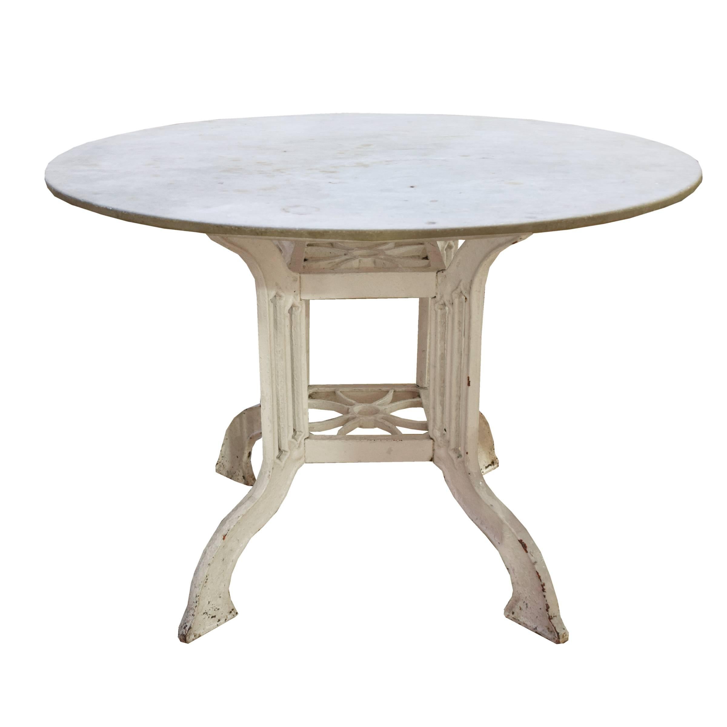 French Marble and Iron Cafe Table