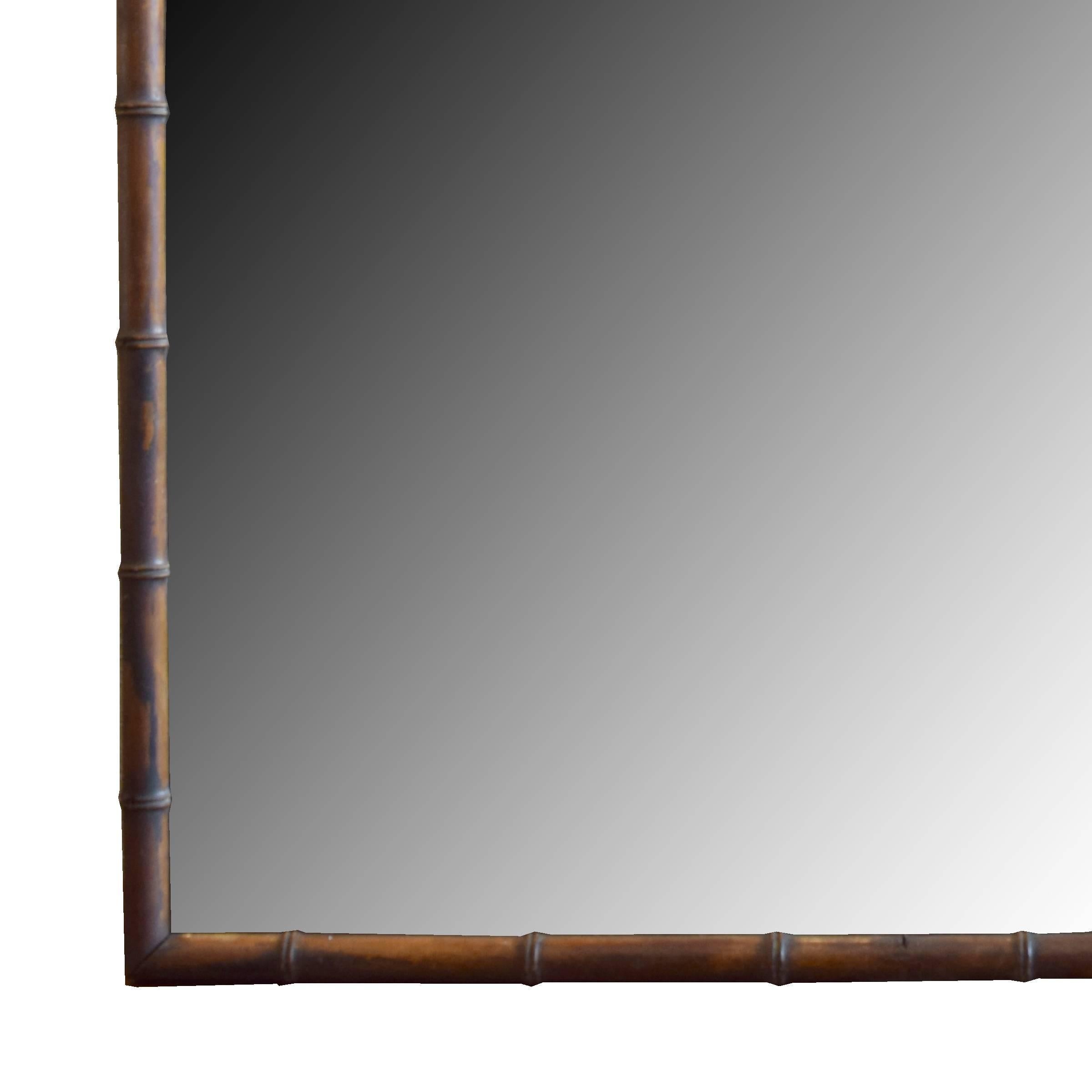 Carved French Faux Bamboo Frame with Mirror