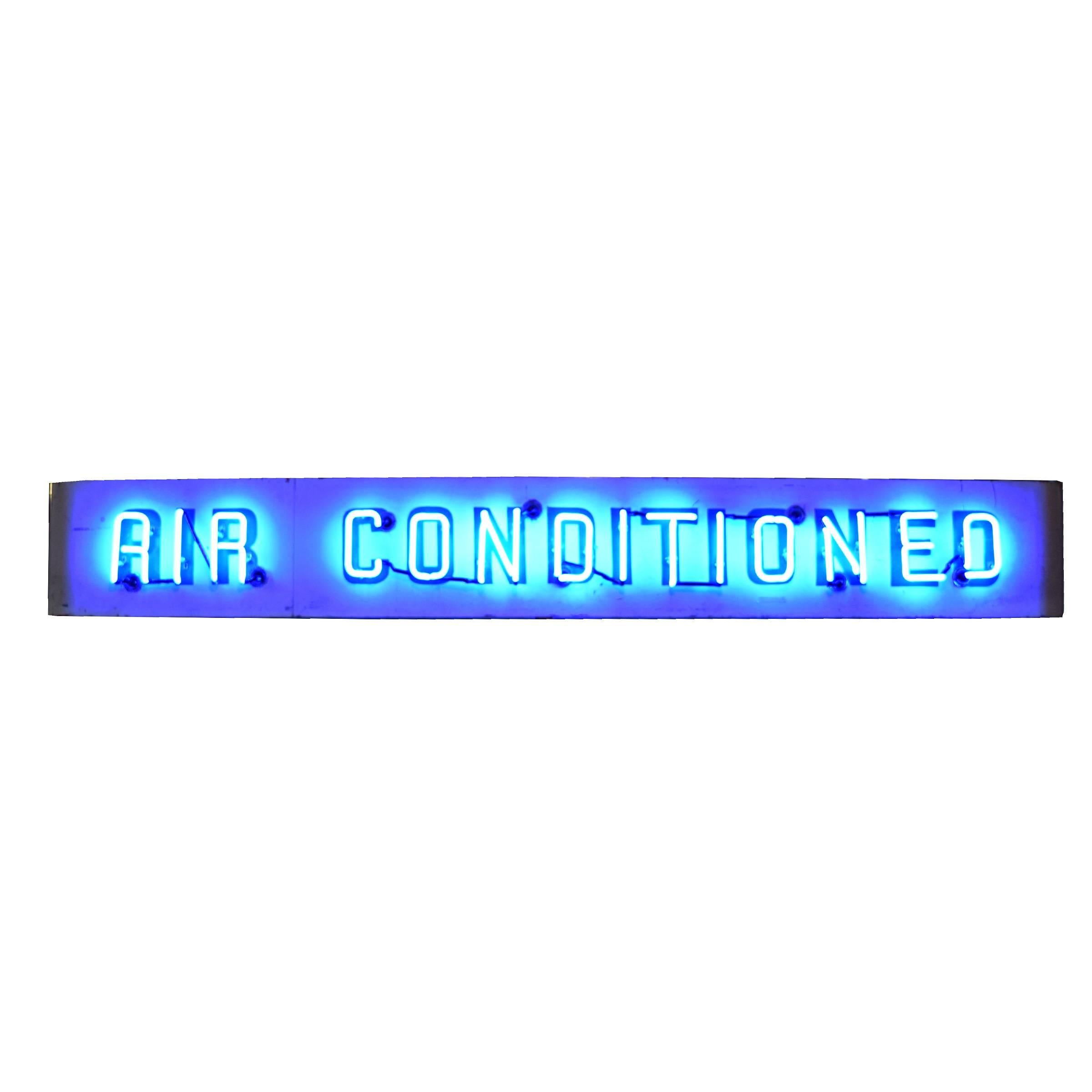A fun neon and metal sign from a Chicago theatre reading 'air conditioned'. In great working condition with new neon.