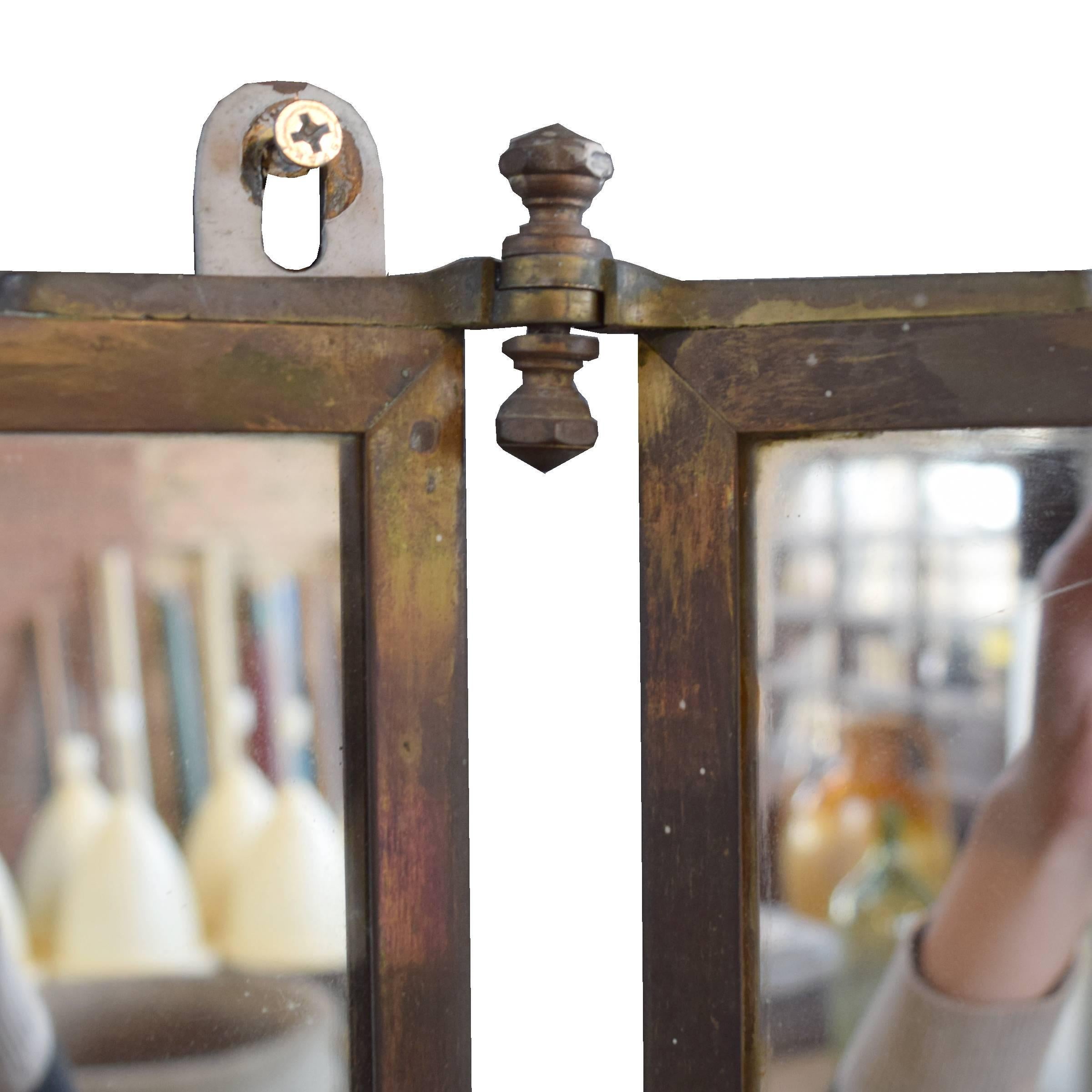 Brass French Three Panel Dressing Mirror