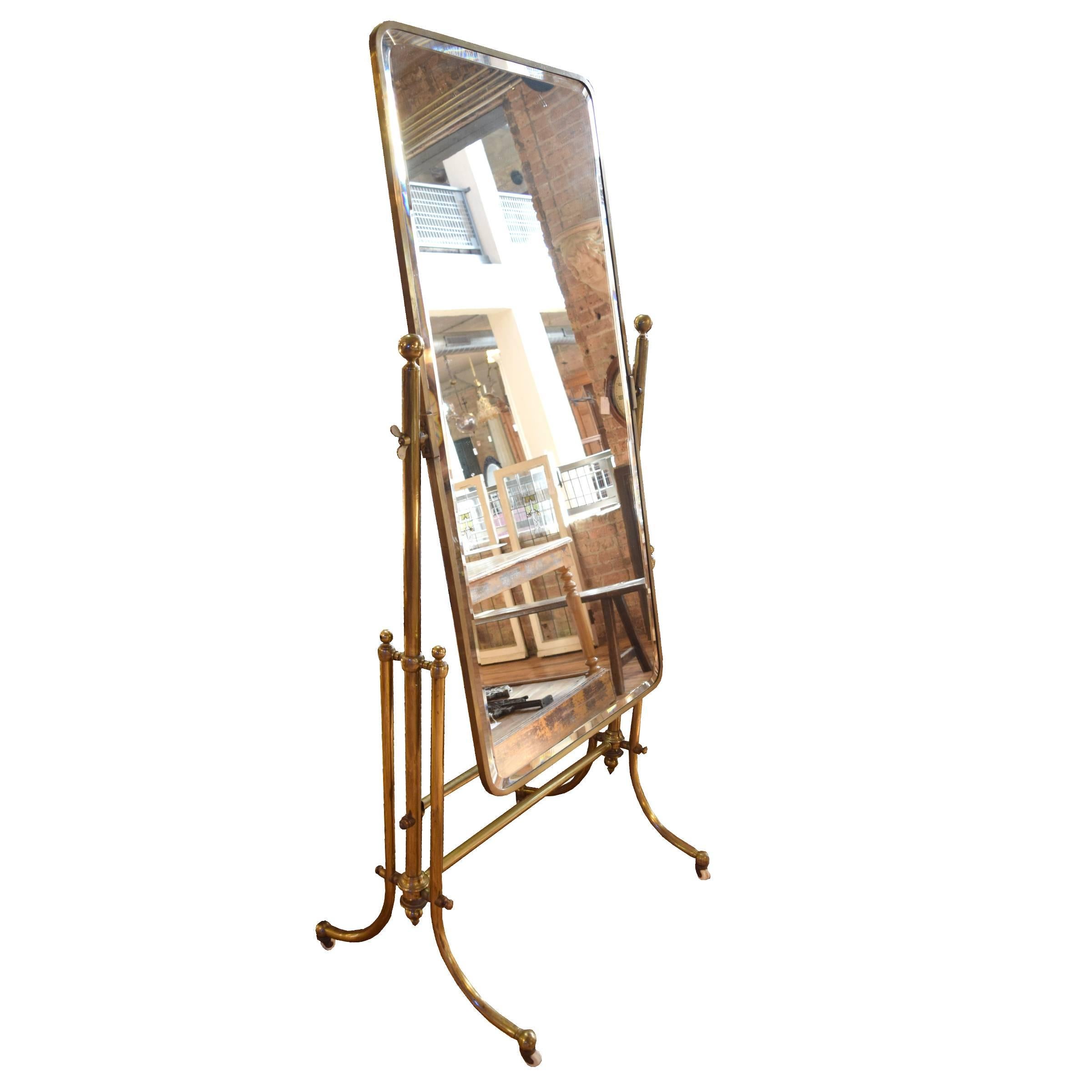 Beveled French Brass Dressing Mirror