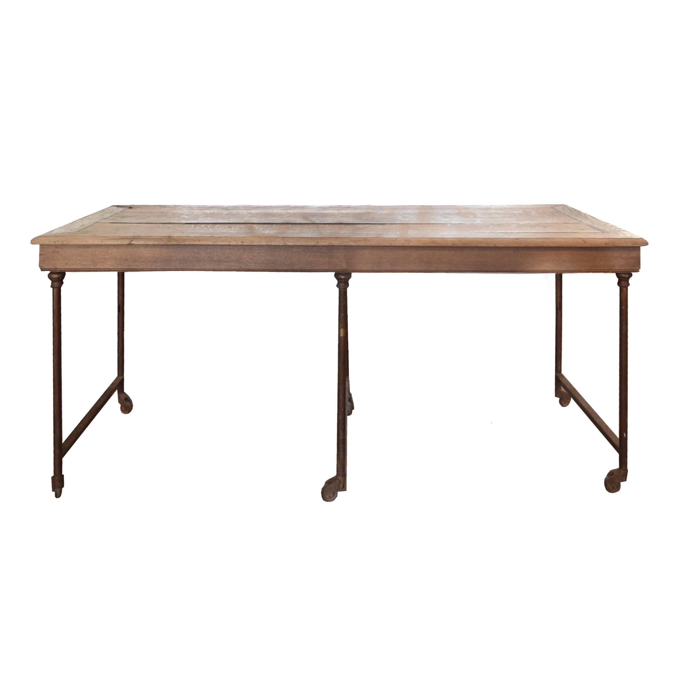 Théodore Scherf Oak and Metal Table