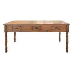 Antique French Pine Six Drawer Table