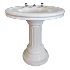 French Porcelain Pedestal Sink