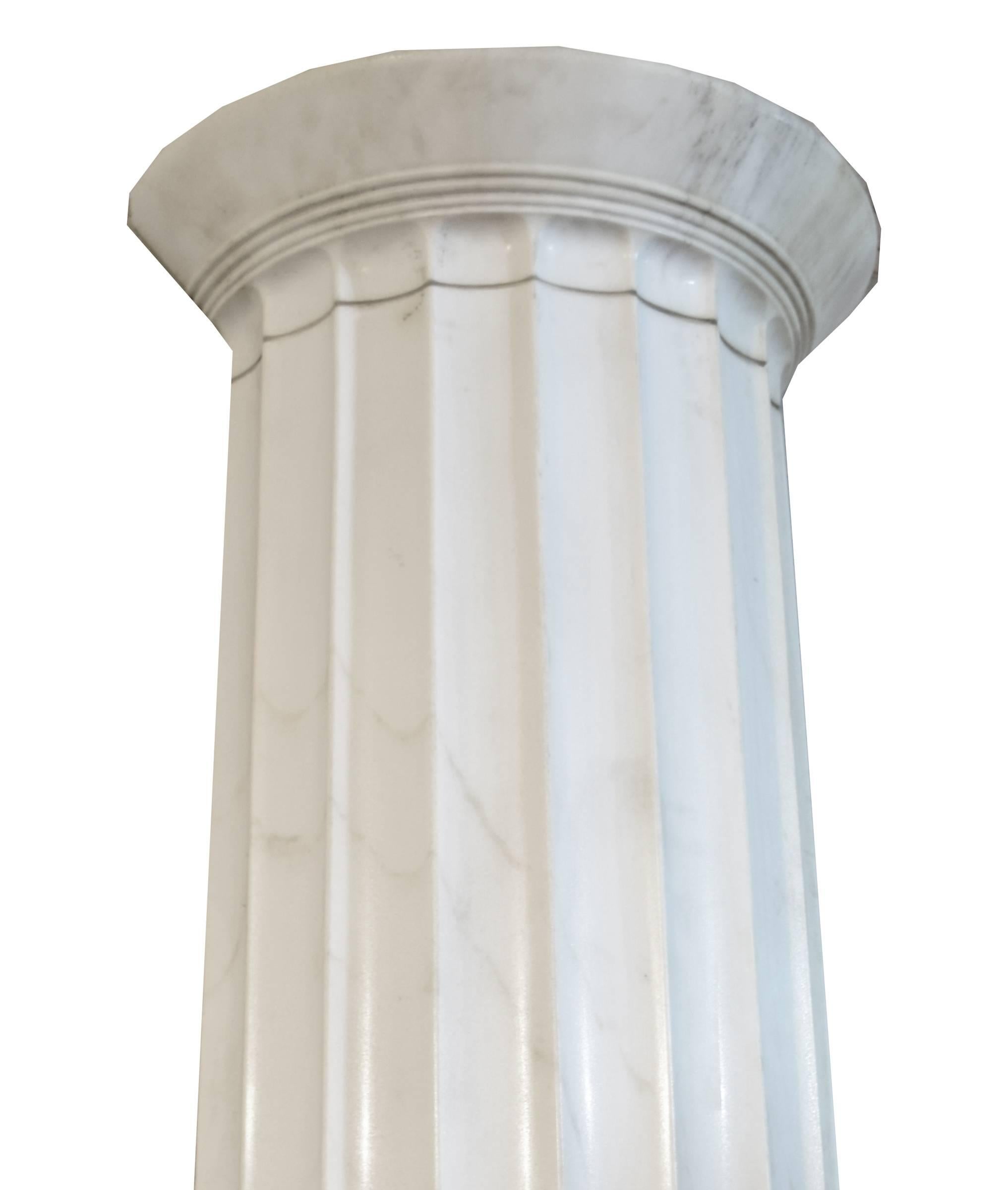 American Pair of White Marble Doric Columns