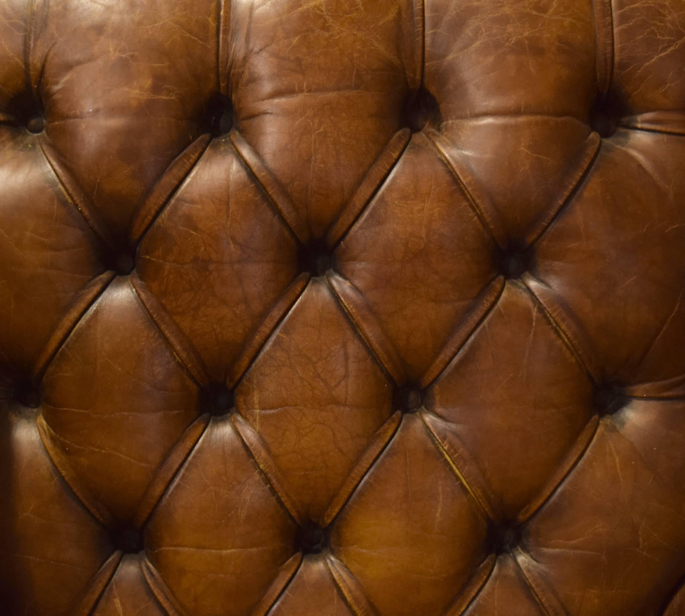 Italian Tufted Leather Wing Chair 1