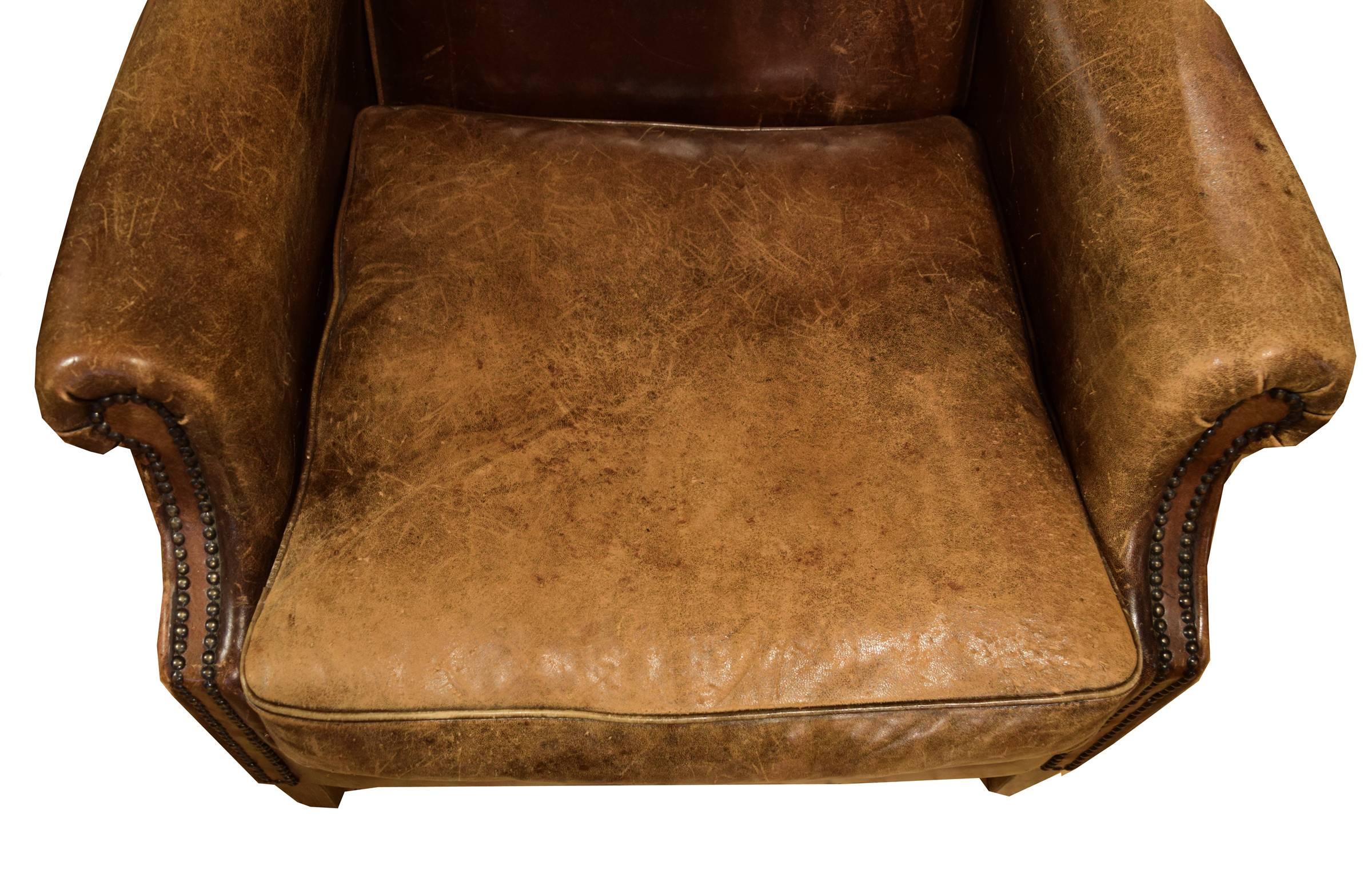 20th Century Leather Wingback Chair from Italy