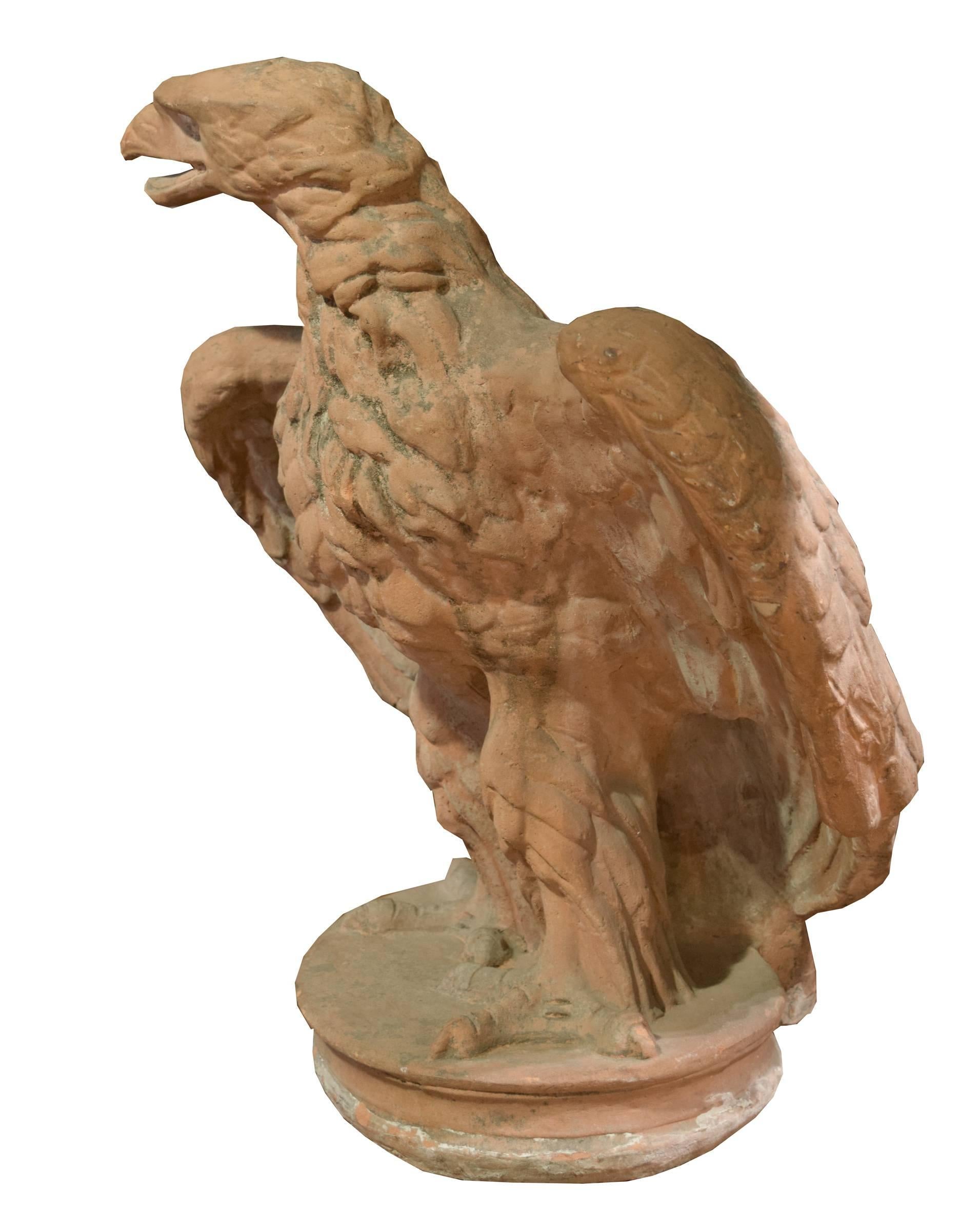 Pair of Terra Cotta Eagles In Excellent Condition In Chicago, IL