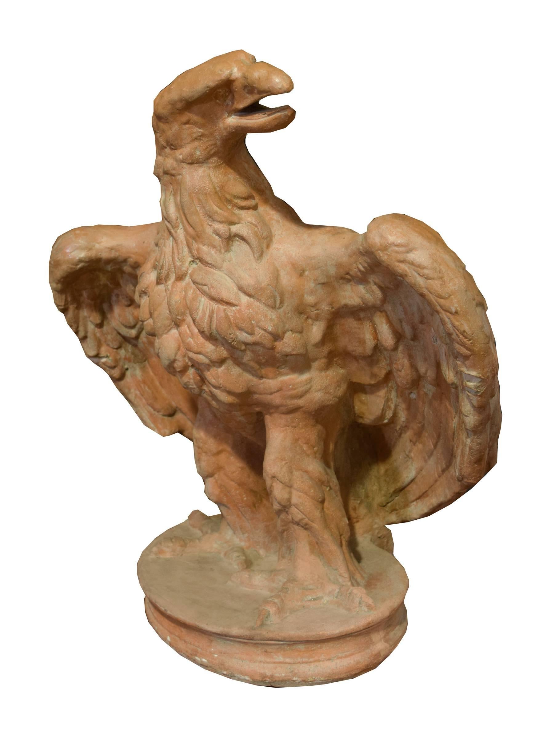 19th Century Pair of Terra Cotta Eagles