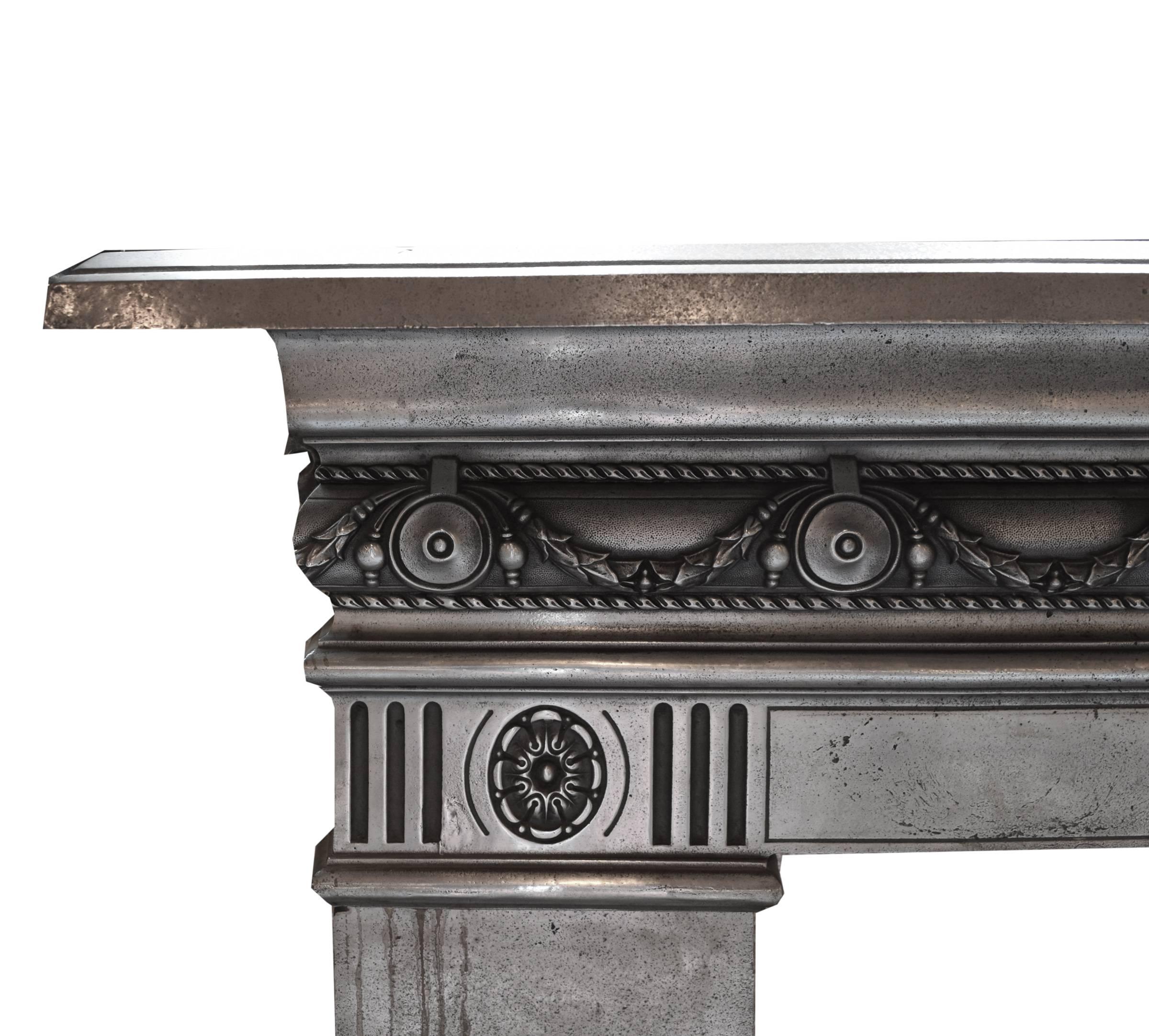 English Cast Iron Fireplace Surround In Excellent Condition In Chicago, IL