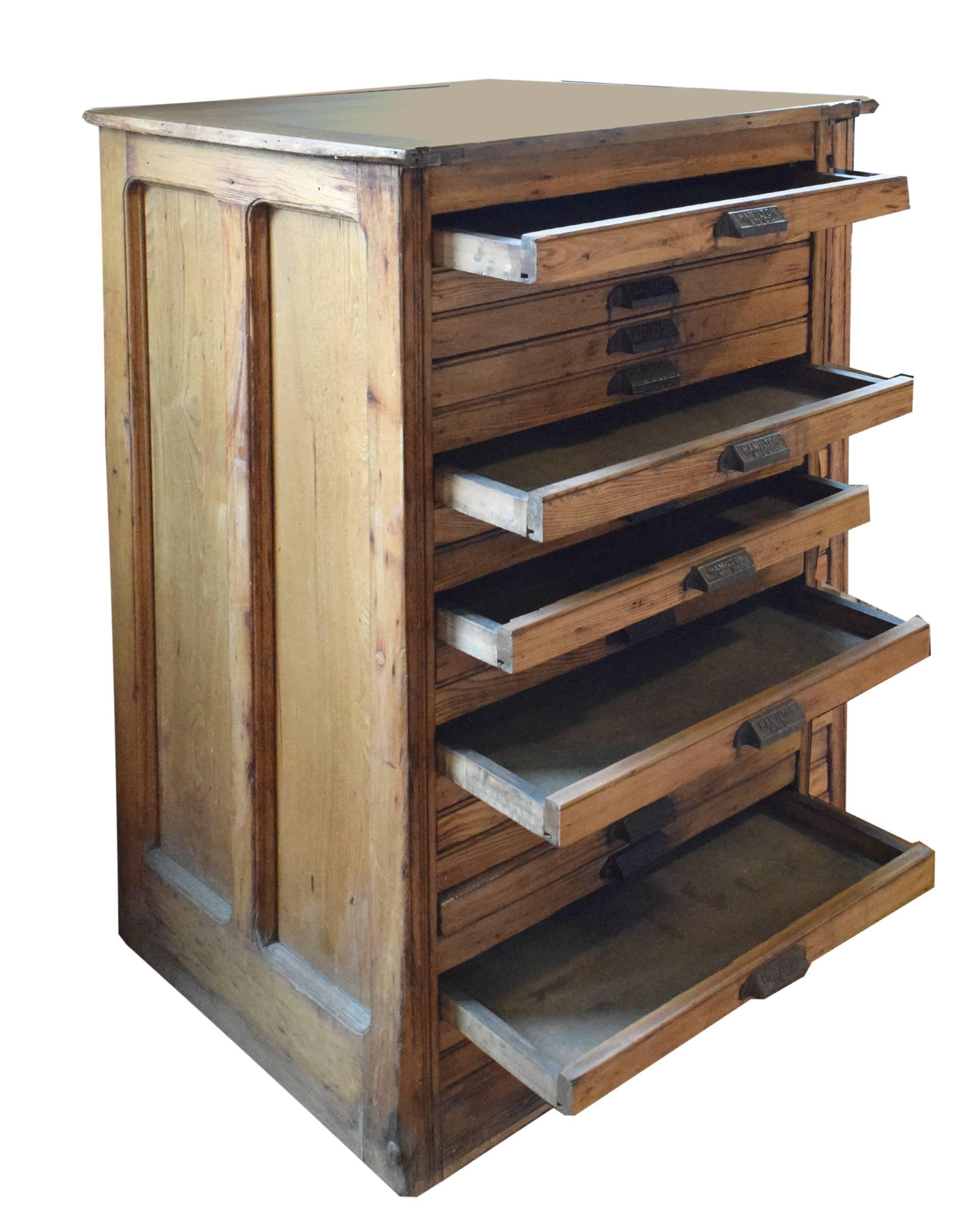hamilton oak flat file cabinets