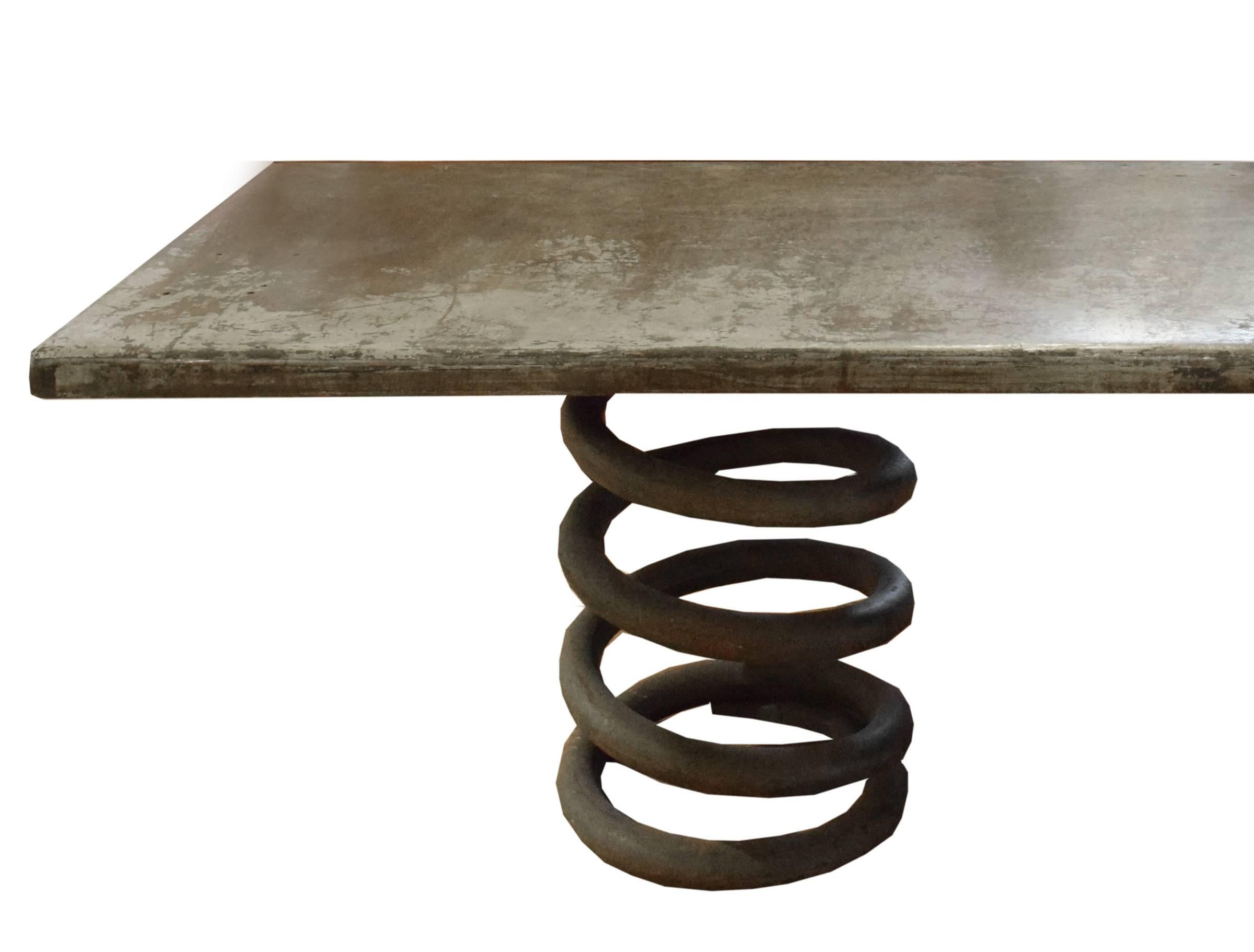 Massive Industrial Table with Heavy Duty Spring Legs In Excellent Condition In Chicago, IL